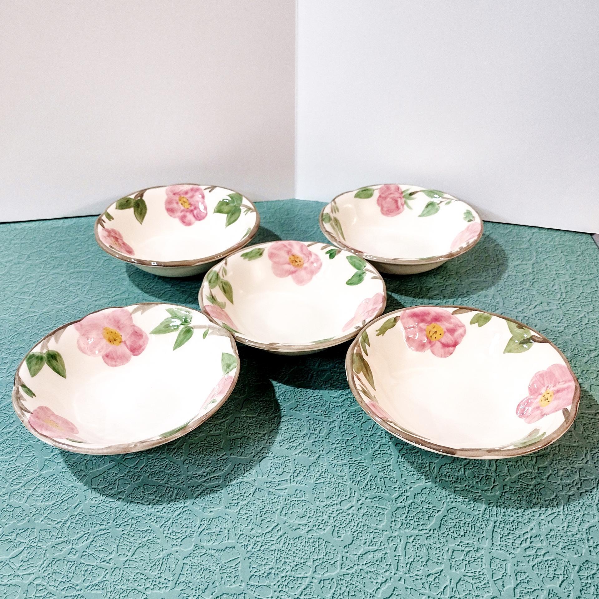 Vintage Franciscan Desert Rose Fruit Dessert Sauce Bowls, Set of 5, England Backstamp Desert Rose Pattern