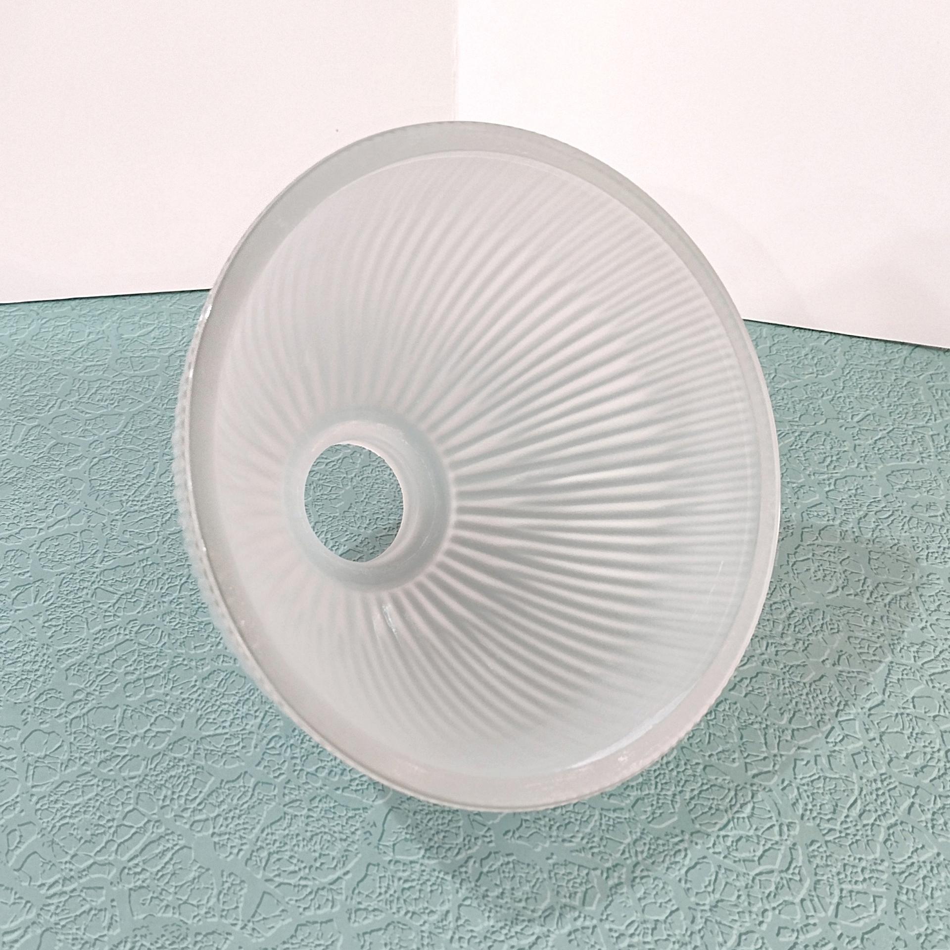 Vintage Frosted Ribbed Glass Dome Lamp Shade, Replacement Glass Light Cover
