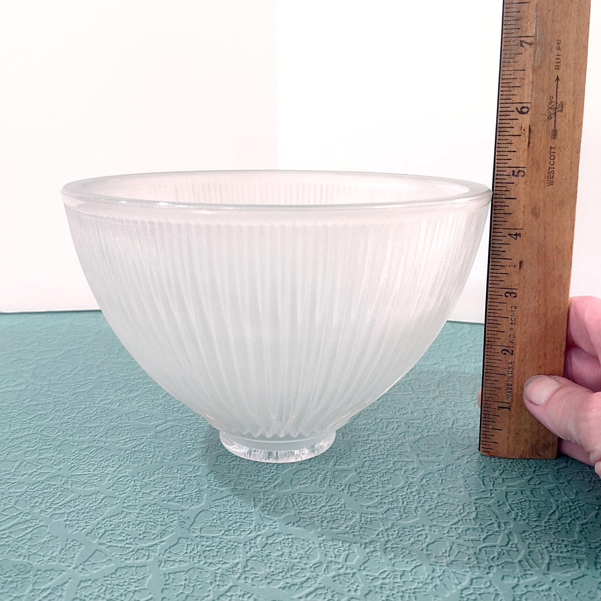 Vintage Frosted Ribbed Glass Dome Lamp Shade, Replacement Glass Light Cover