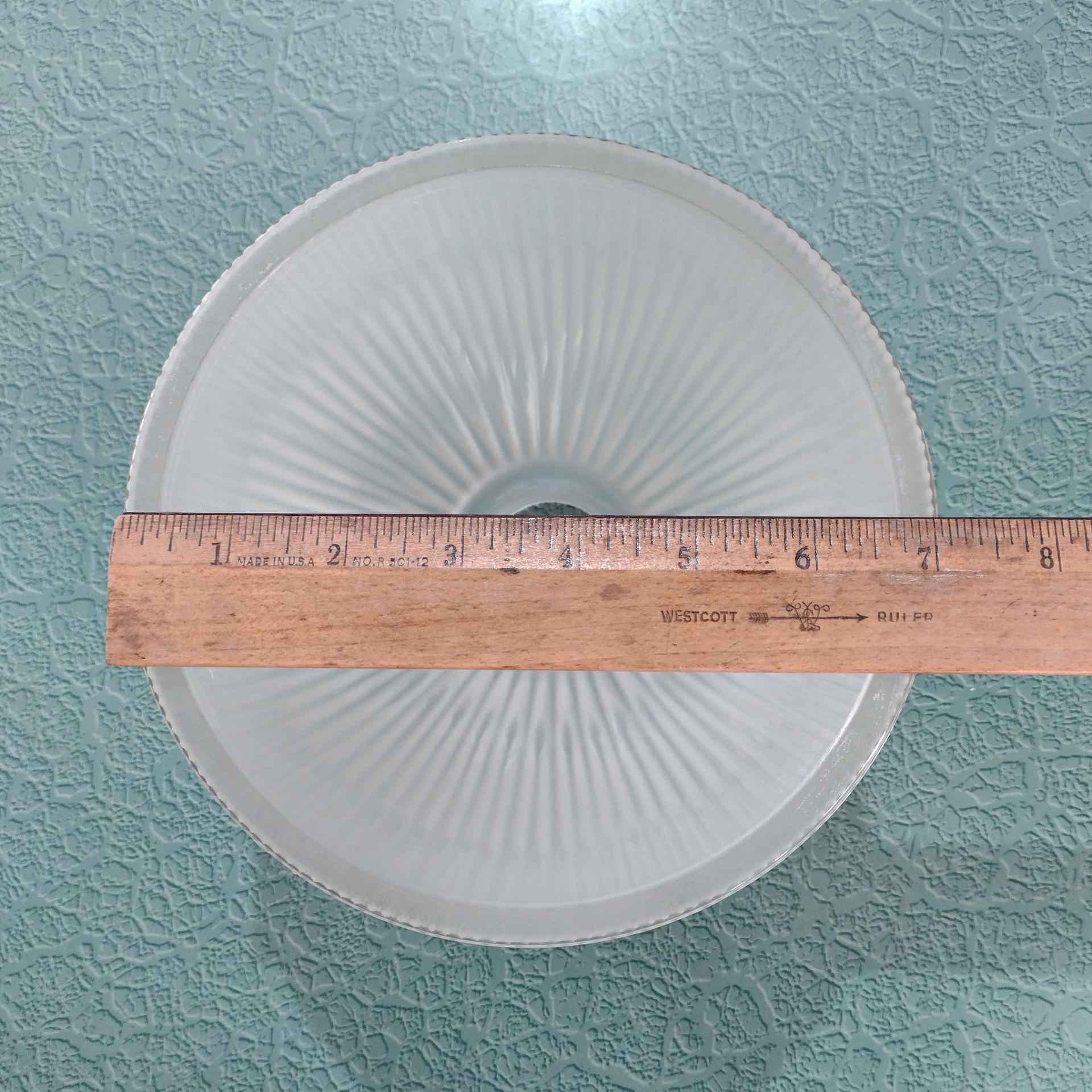 Vintage Frosted Ribbed Glass Dome Lamp Shade, Replacement Glass Light Cover