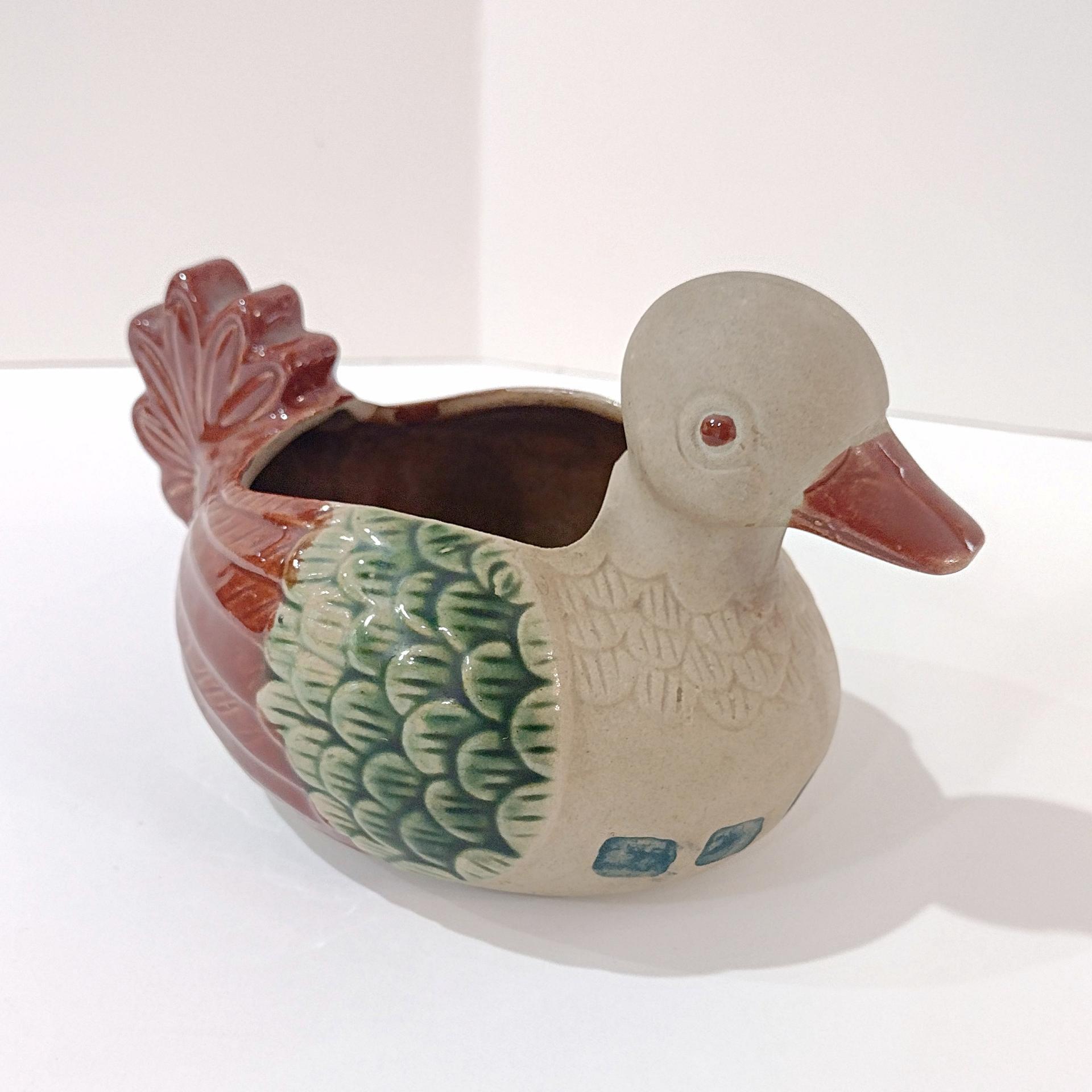 Vintage Ceramic Duck Figurative Planter Pot, Figurative Bird Animal Planter