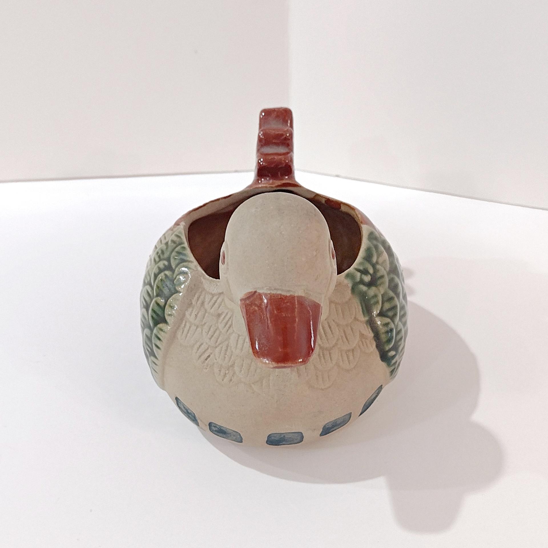 Vintage Ceramic Duck Figurative Planter Pot, Figurative Bird Animal Planter