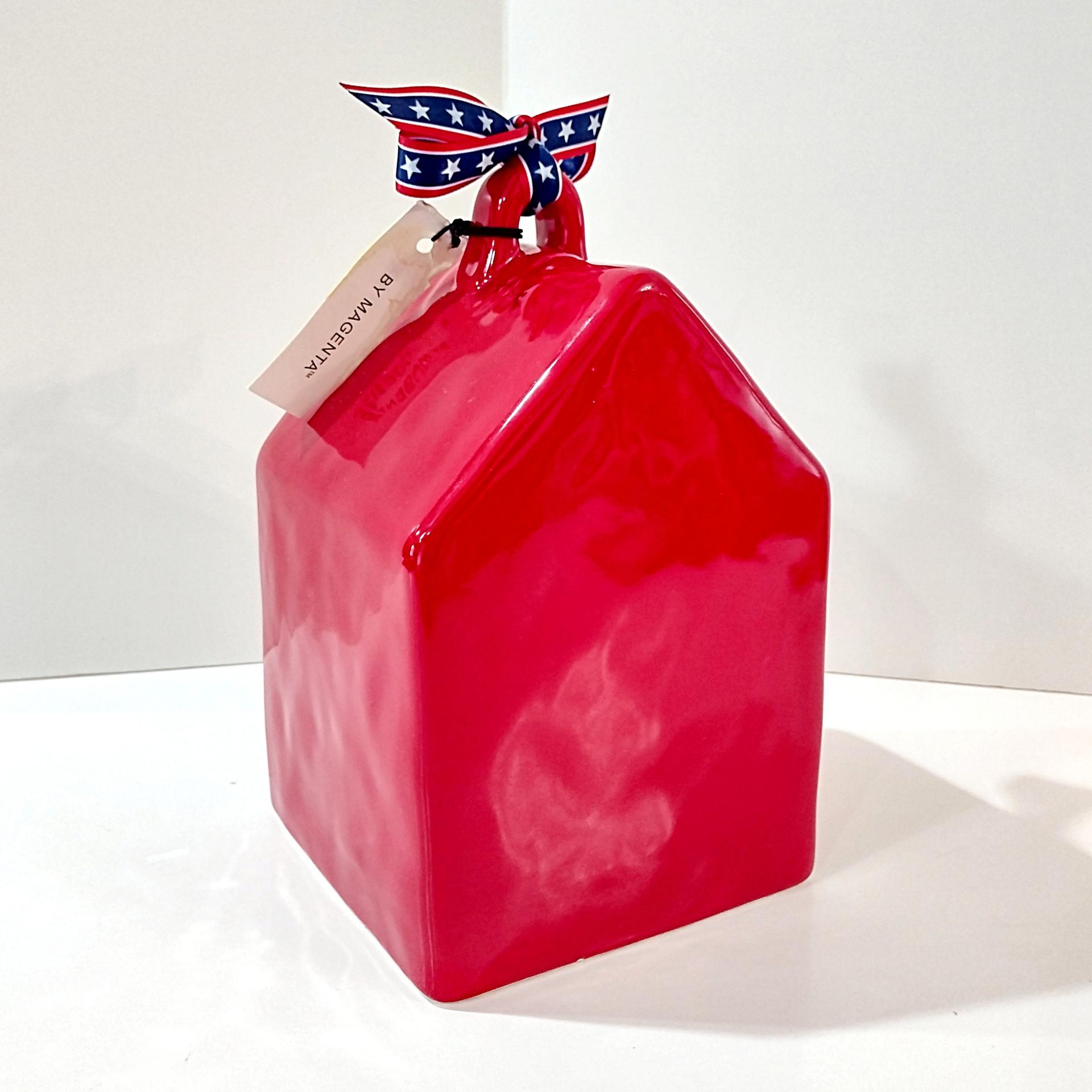 Rae Dunn USA Patriotic Red Ceramic Birdhouse