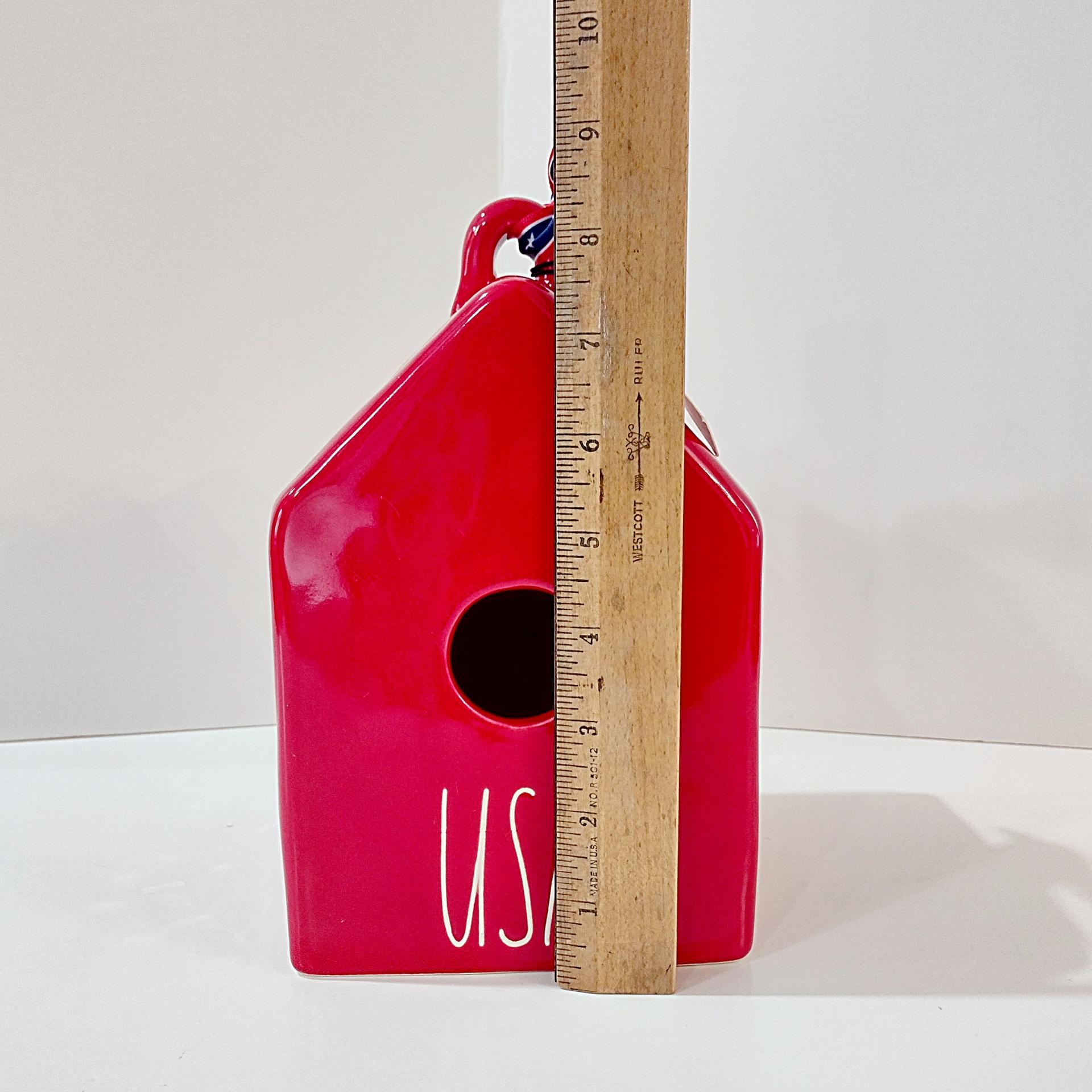 Rae Dunn USA Patriotic Red Ceramic Birdhouse