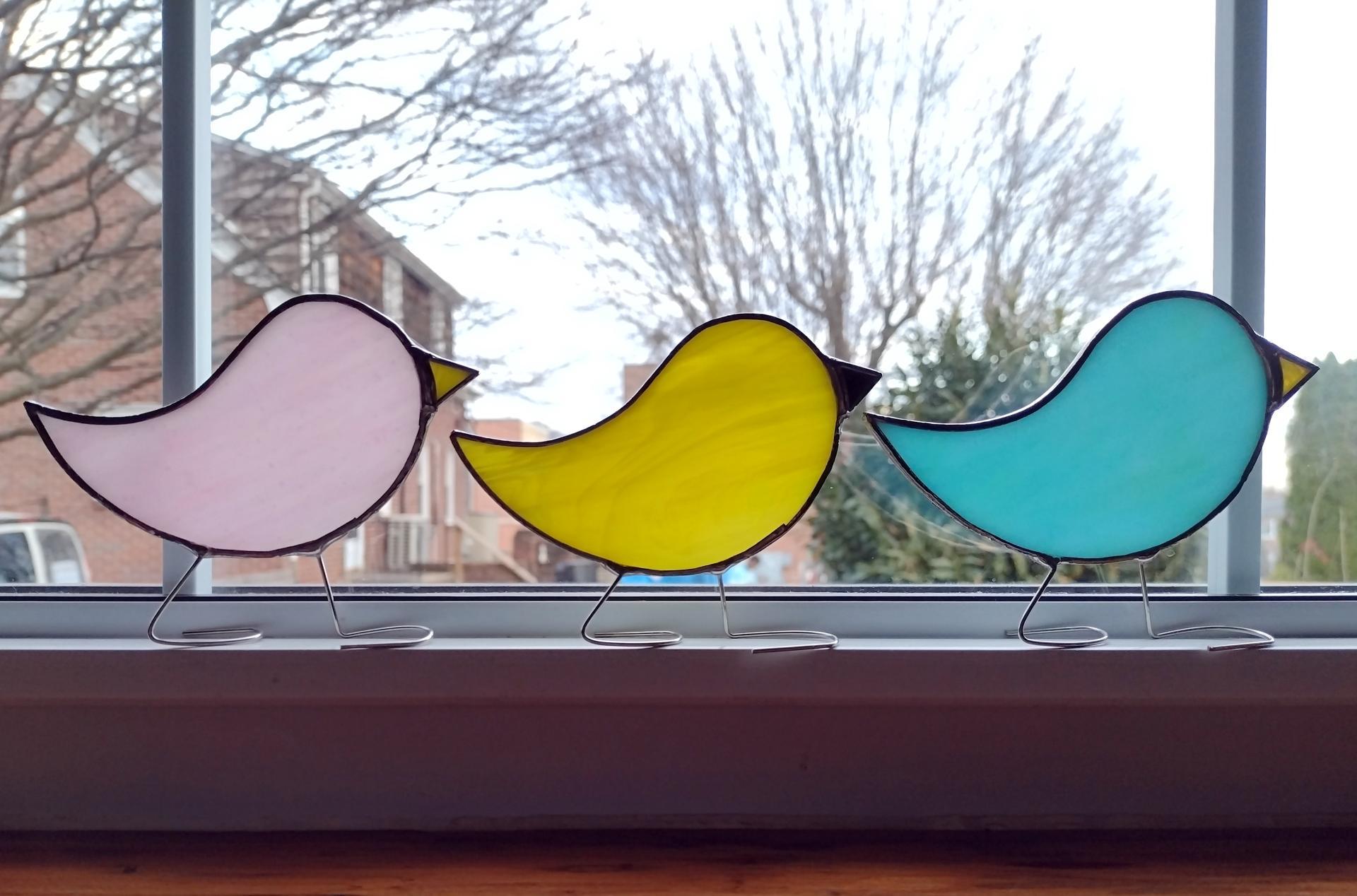 Stained Glass Standing Bird Suncatcher