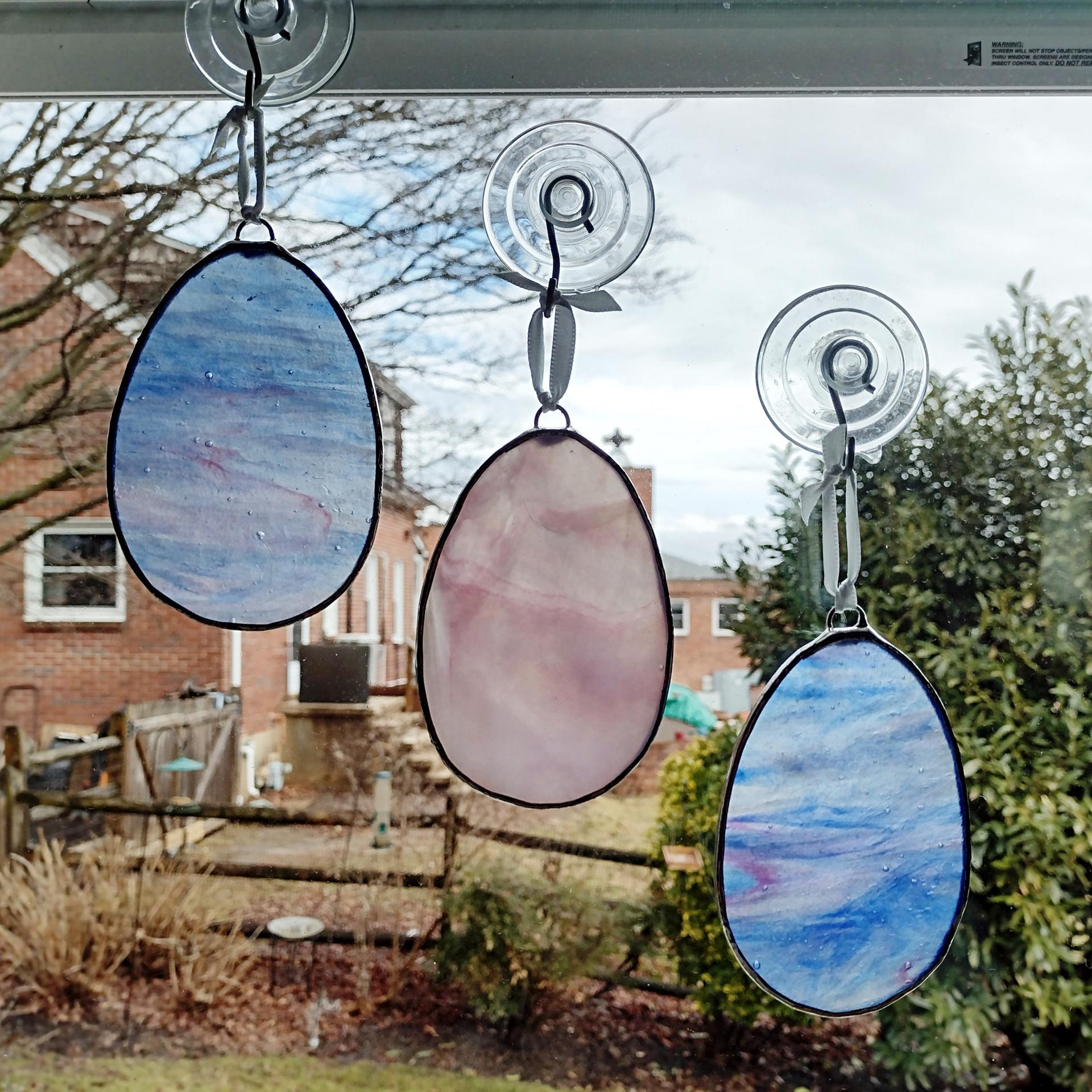 Stained Glass Easter Egg Suncatchers, Set of Three, Youghiogheny Art Glass