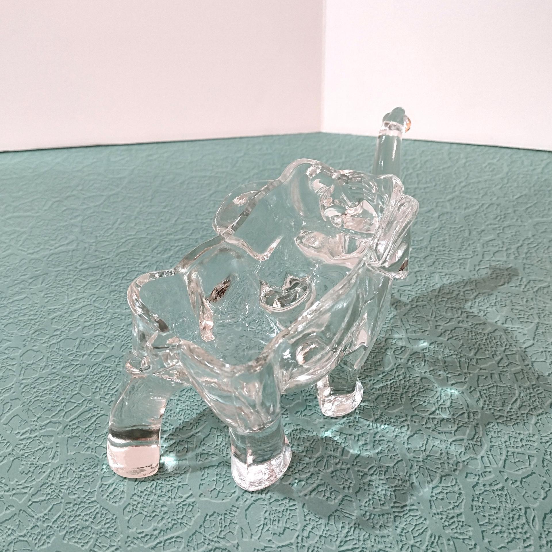 Vintage Indiana Clear Glass Elephant Figural Candy Dish, Elephant Trinket Jewelry Dish