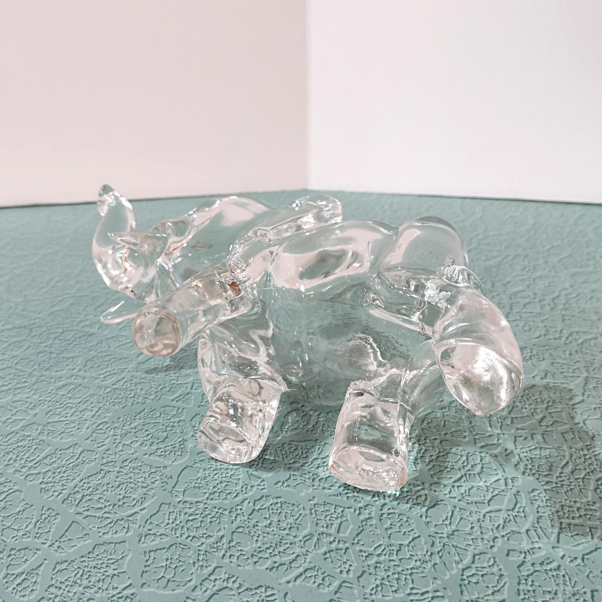 Vintage Indiana Clear Glass Elephant Figural Candy Dish, Elephant Trinket Jewelry Dish