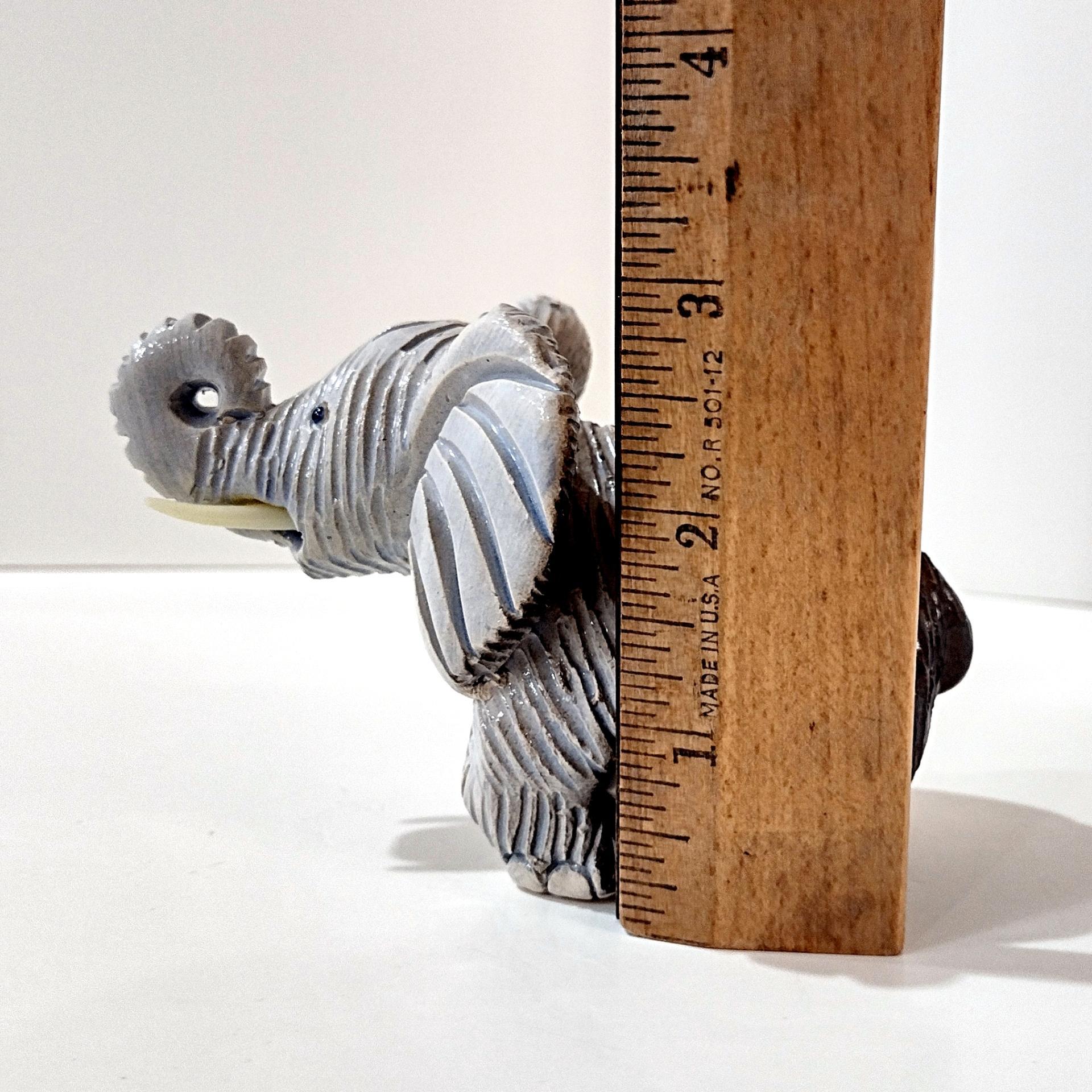 Vintage Artesania Rinconada Uruguay Sculpted Clay Kneeling Elephant Figurine, Good Luck Trunk Up Elephant