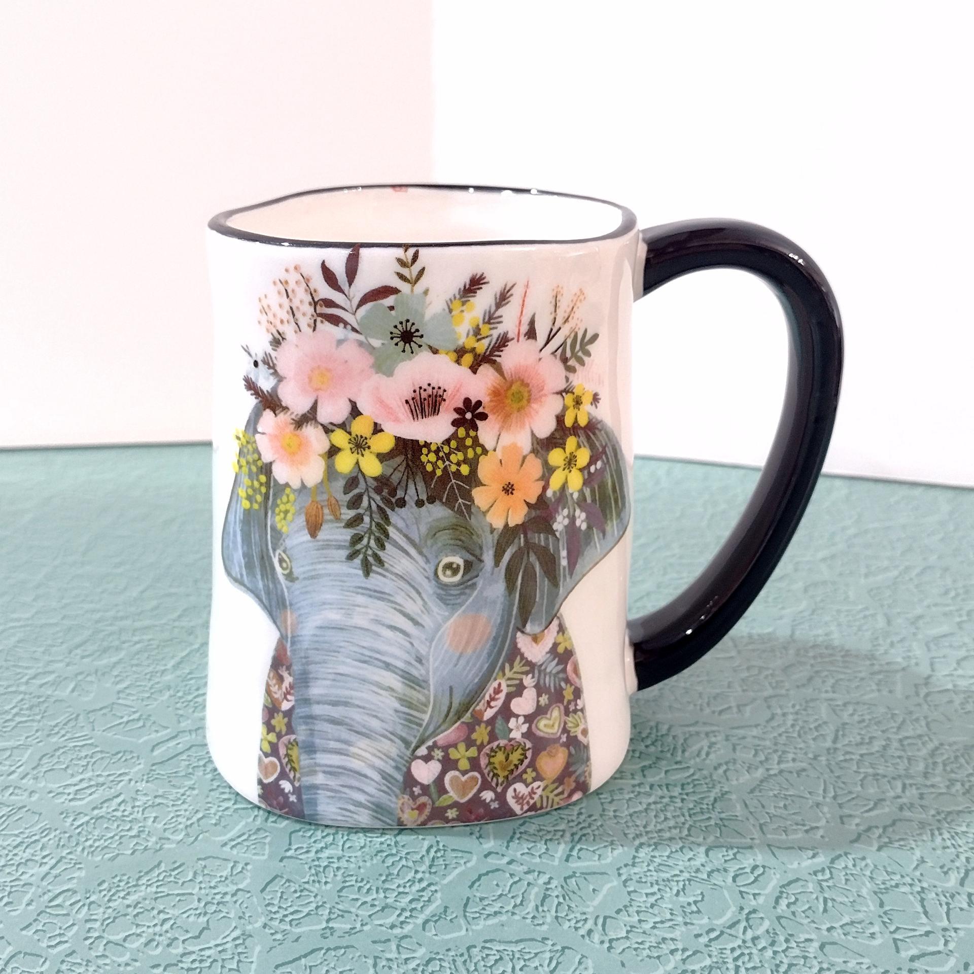 Vintage Signature Dining Floral Elephant Ceramic Coffee Tea Mug