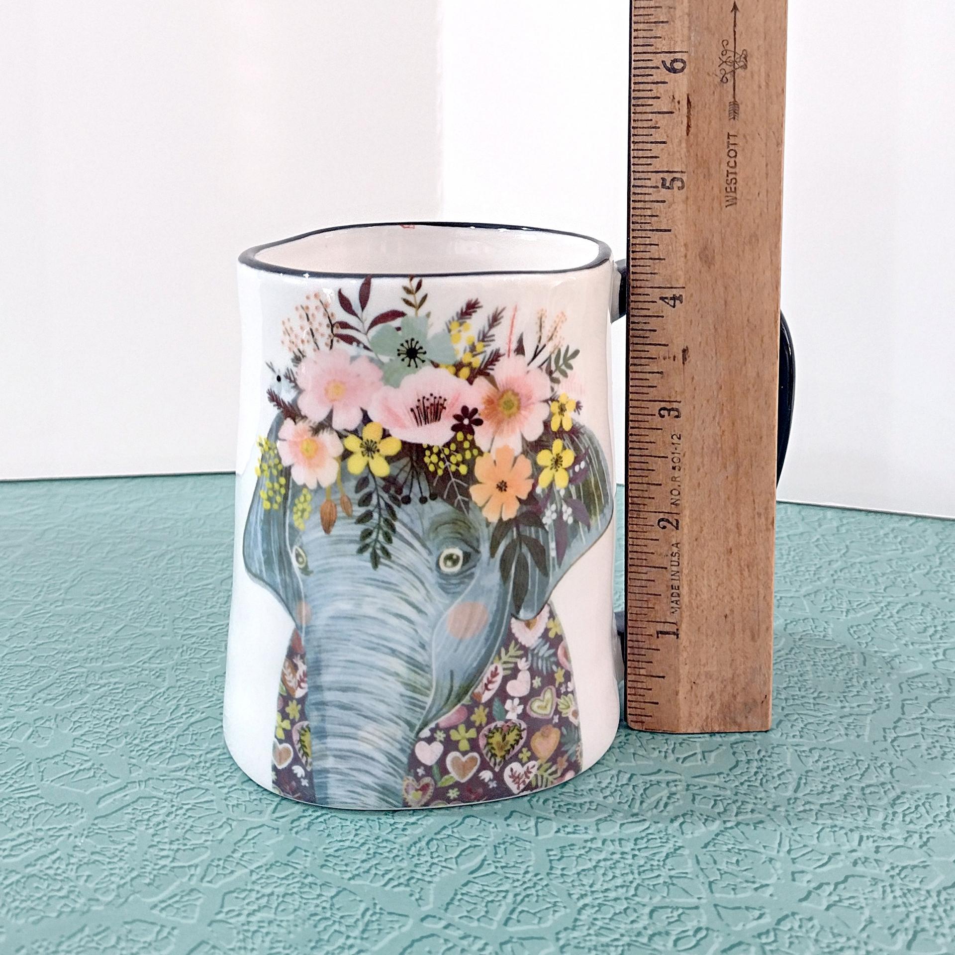 Vintage Signature Dining Floral Elephant Ceramic Coffee Tea Mug