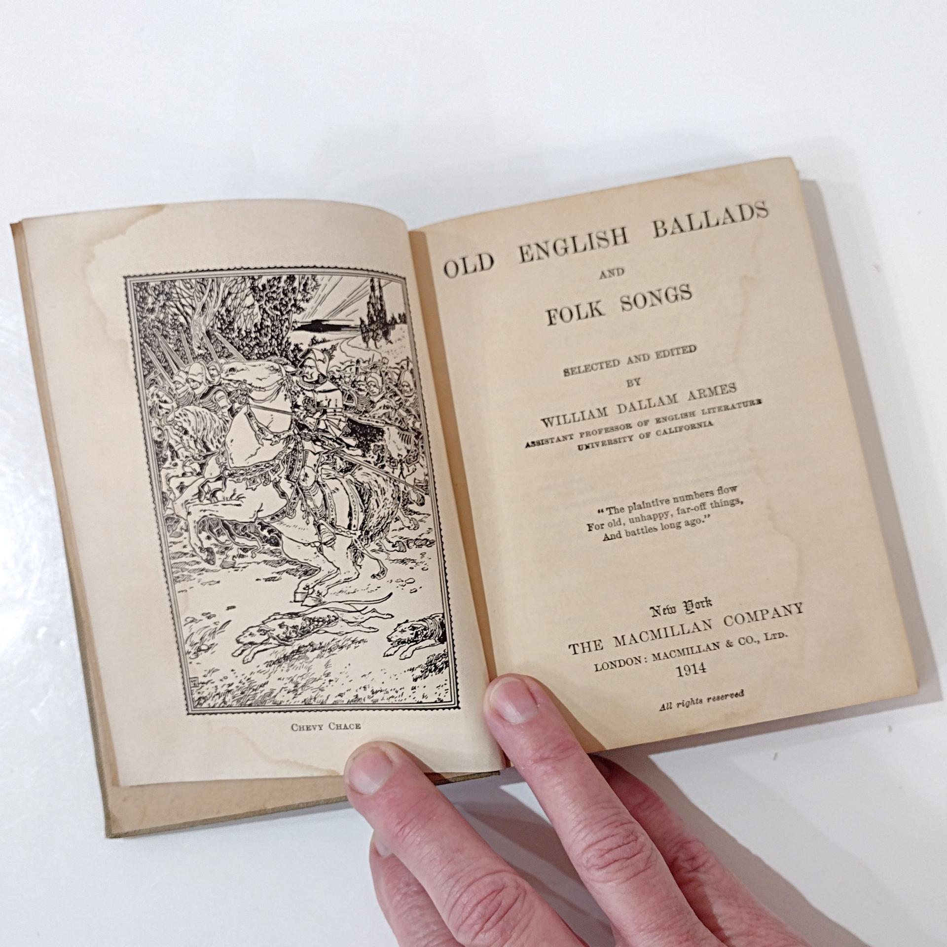 Antique Vintage Old English Ballads and Folk Songs Book, 1914 First Edition MacMillans Pocket Classics