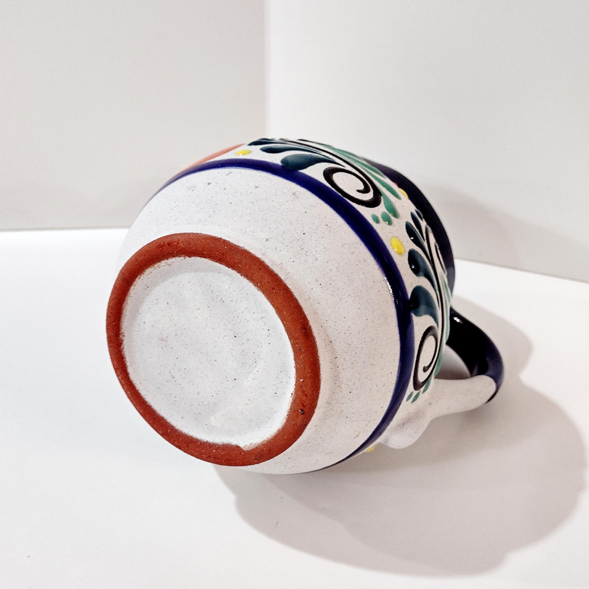 Vintage Mexican Engobe Clay Pitcher, Mexican Folk Art Pottery