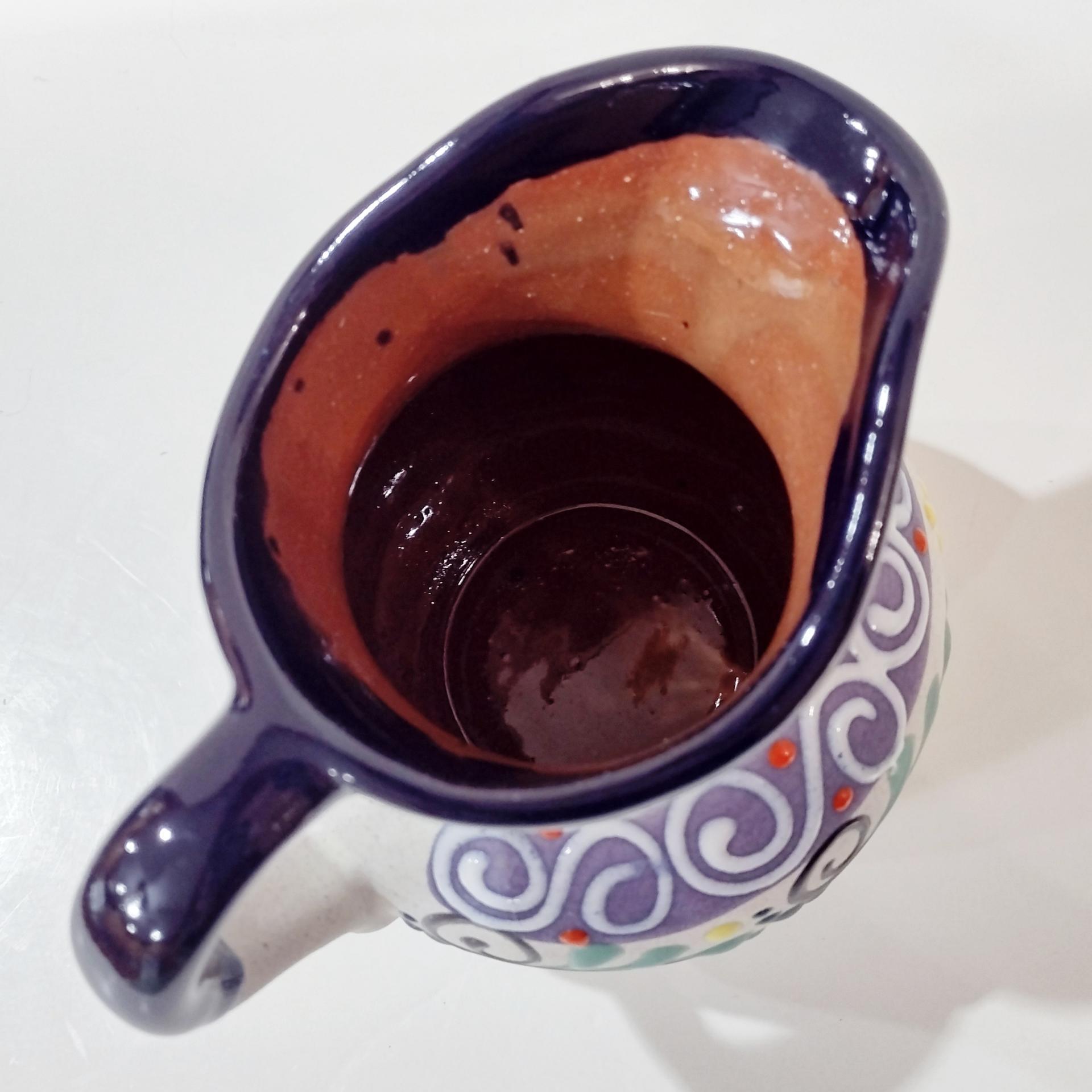 Vintage Mexican Engobe Clay Pitcher, Mexican Folk Art Pottery