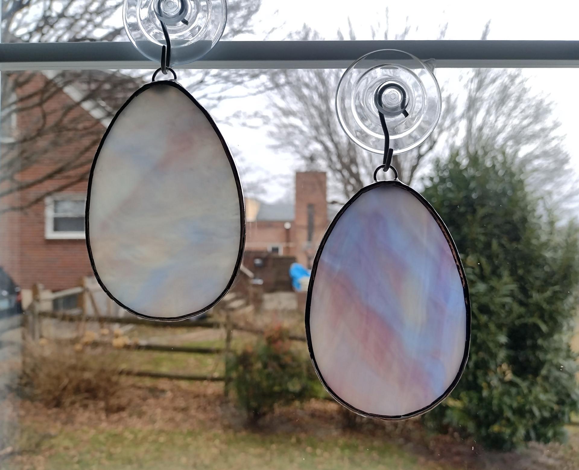 Stained Glass Easter Egg Suncatchers, Set of Two