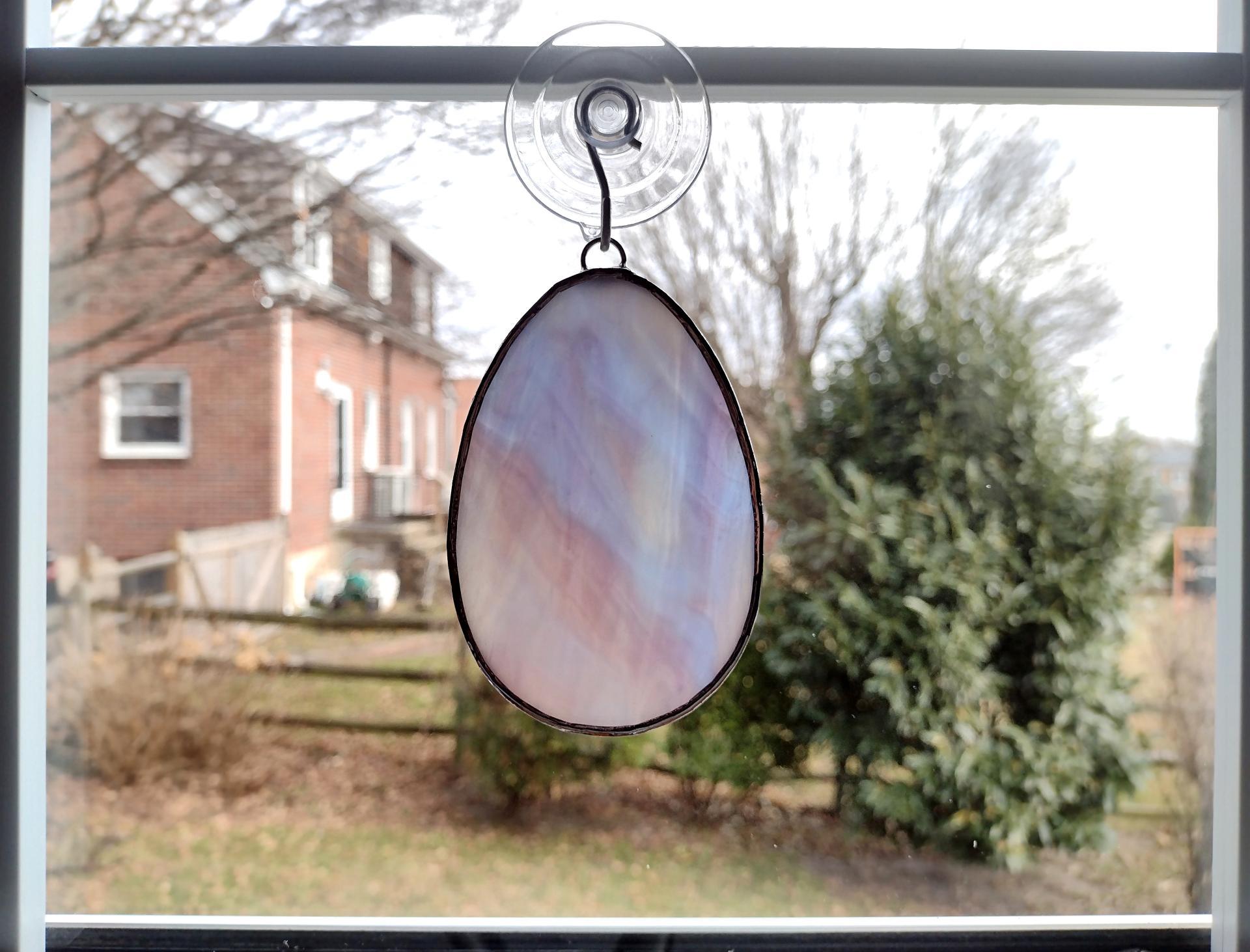 Stained Glass Easter Egg Suncatchers, Set of Two