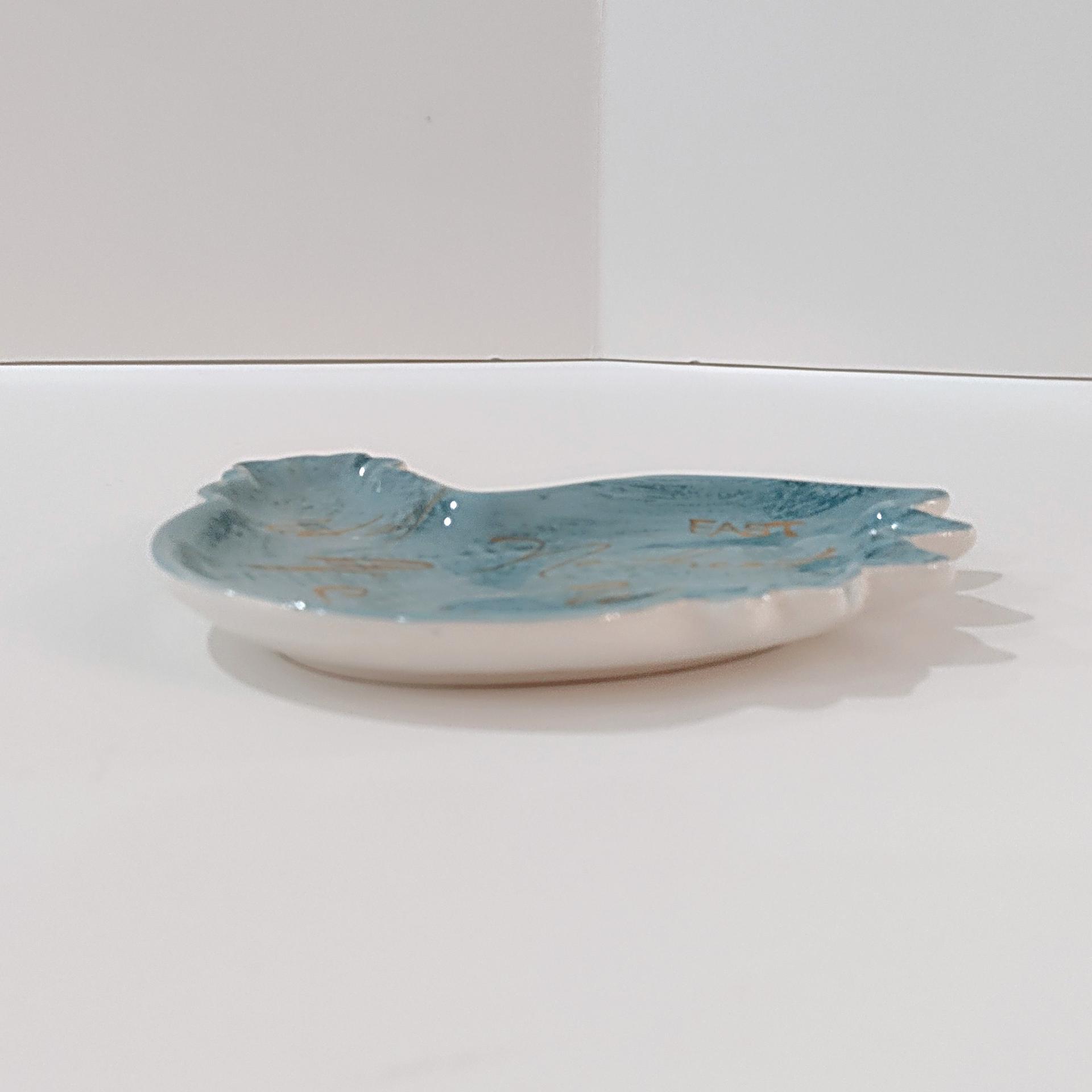 Vintage Cracker Barrel Elegant Rooster Ceramic Spoon Teabag Rest, Susan Winget Designs, Teal Blue and Gold Cardinal Directions Kitchen Decor