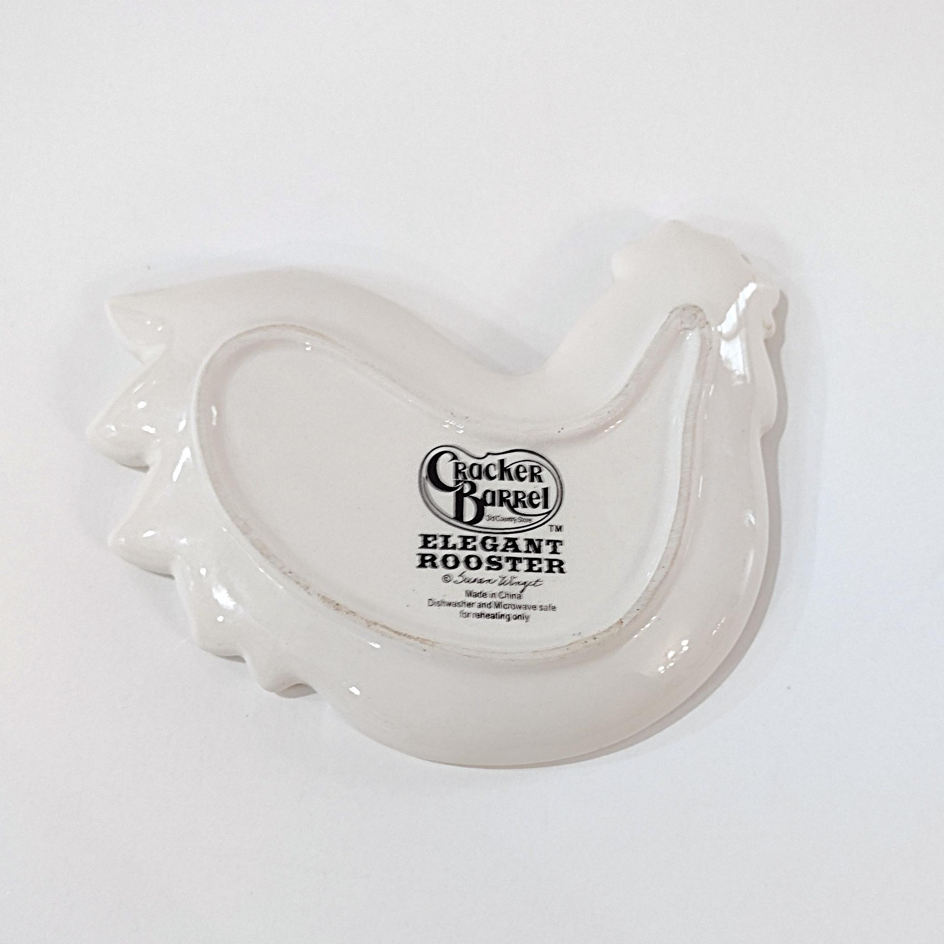 Vintage Cracker Barrel Elegant Rooster Ceramic Spoon Rest, Susan Winget Designs Teabag Rest