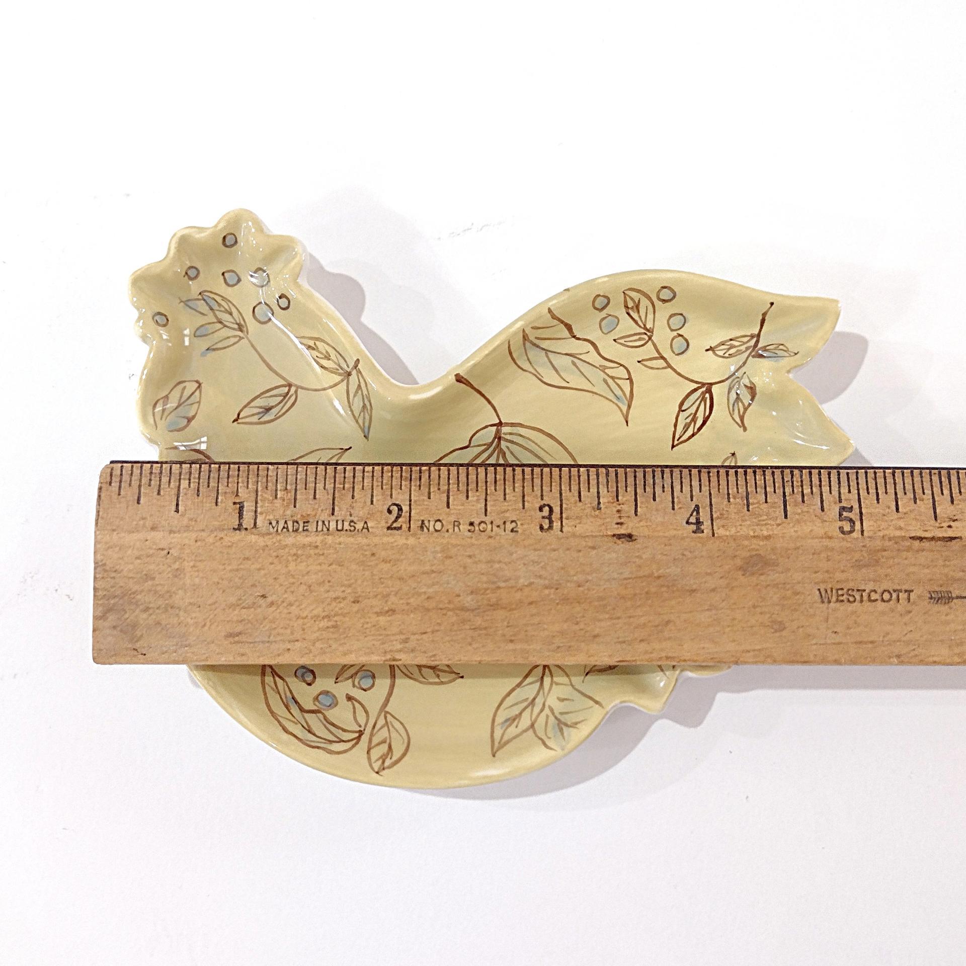 Vintage Cracker Barrel Elegant Rooster Ceramic Spoon Rest, Susan Winget Designs Teabag Rest