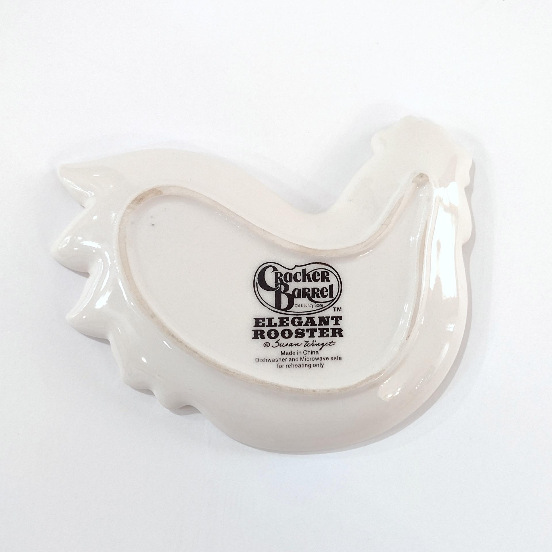Vintage Cracker Barrel Elegant Rooster Ceramic Spoon Rest, Susan Winget Designs Tea Bag Rest