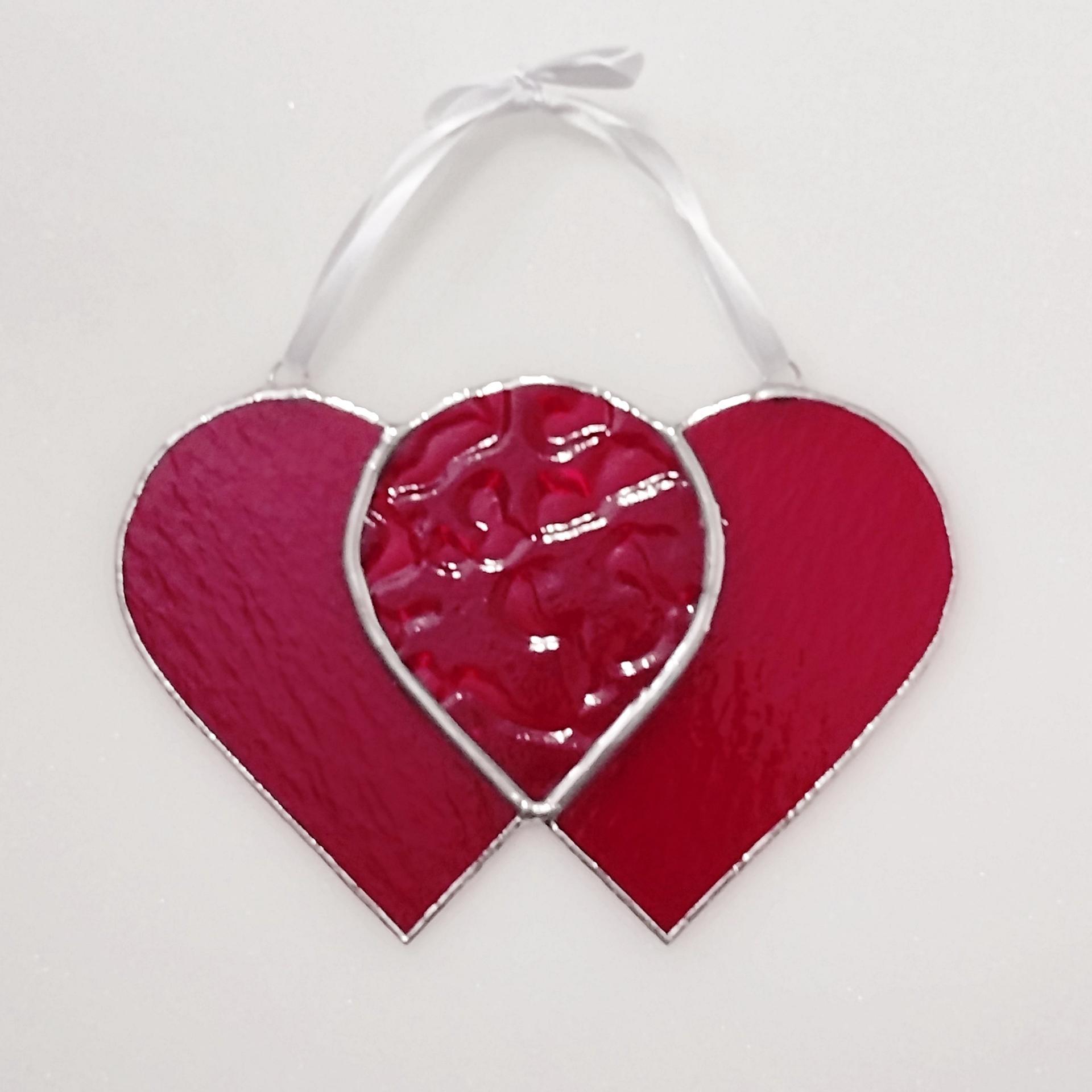 Entwined Hearts Stained Glass Suncatcher, Custom Colors Available