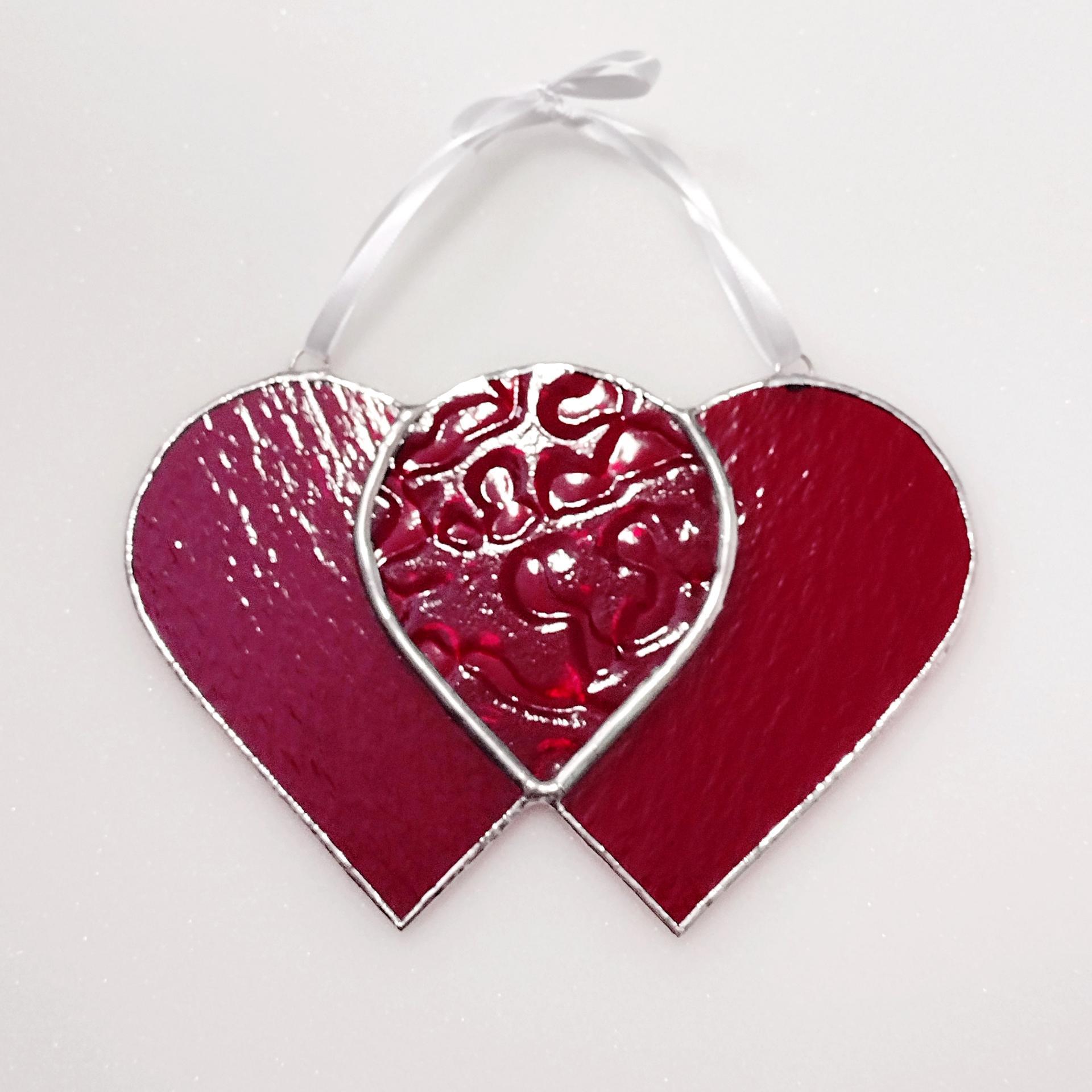 Entwined Hearts Stained Glass Suncatcher, Custom Colors Available