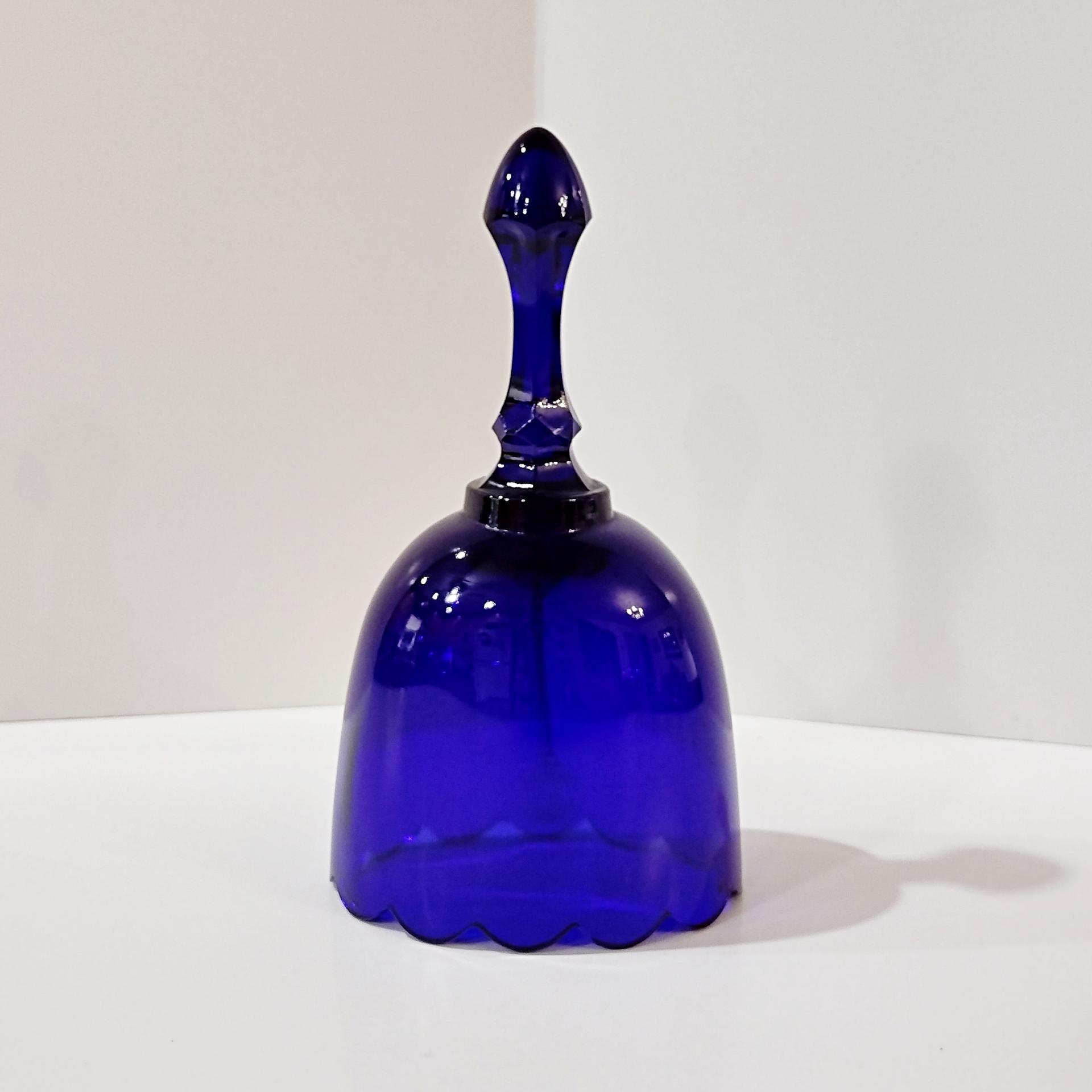 Vintage Cobalt Blue Oval Fenton Bell, Solid Blue Fenton Bell