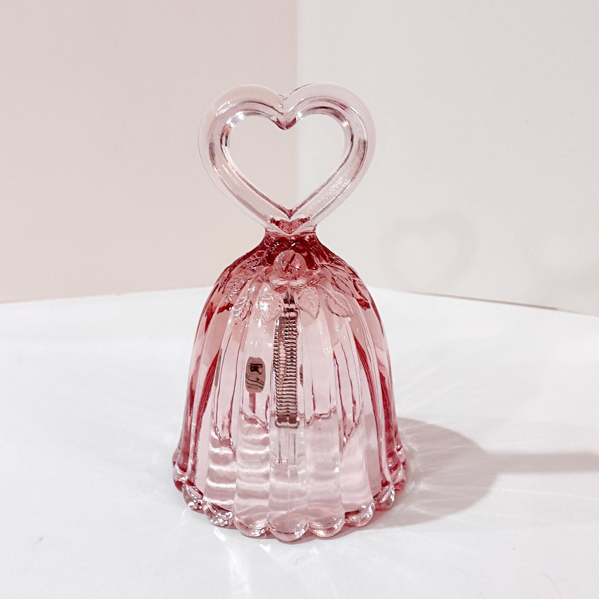 Vintage Pretty Pink Fenton Bell with Heart Shaped Handle, Ring If You Need Me Bell