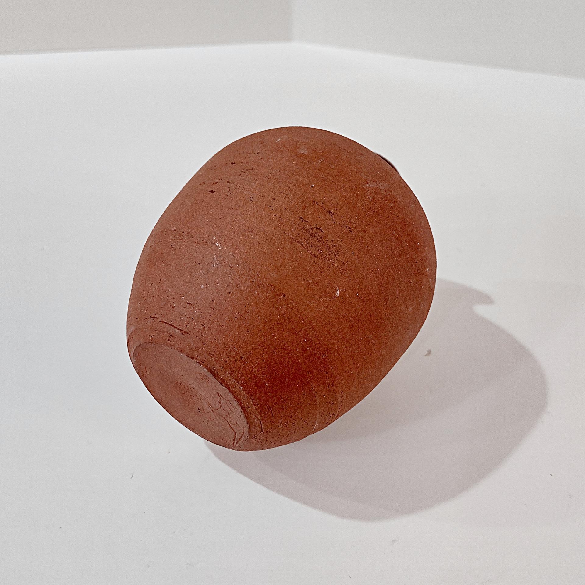 Vintage Small Terra Cotta Bud Vase with Blue and White Fern Plant Design, Hand Crafted Studio Pottery