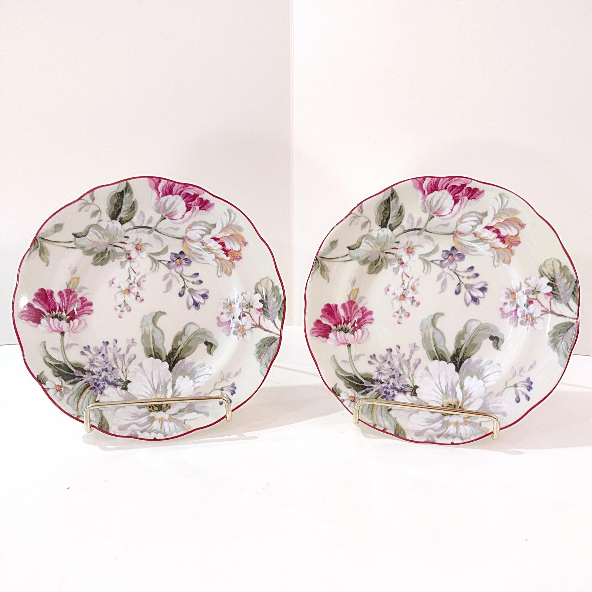 Vintage 222 Fifth Gisela Floral Appetizer Plates, Set of 2