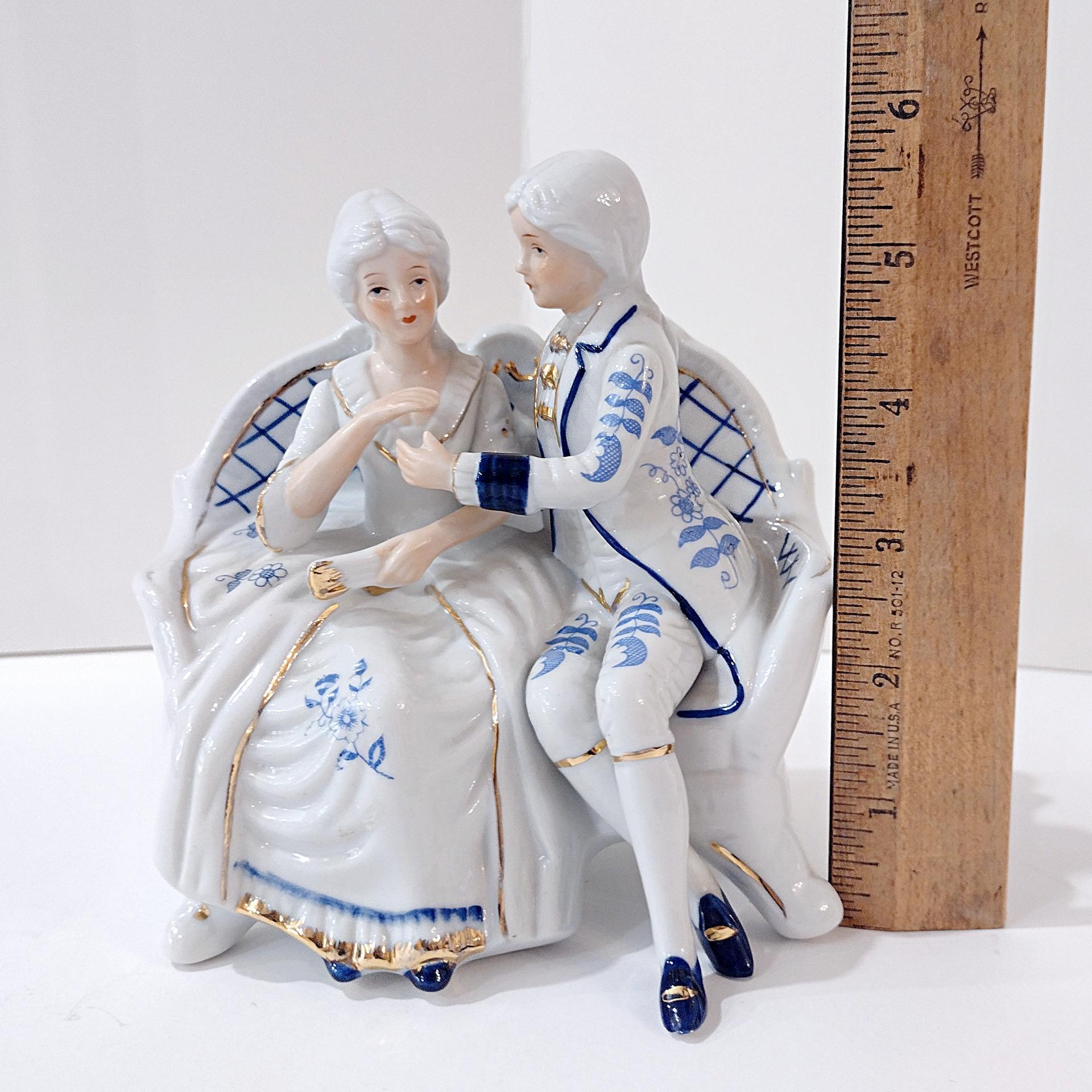Vintage Victorian Courting Couple Porcelain Figurine, Wedding Anniversary Gift
