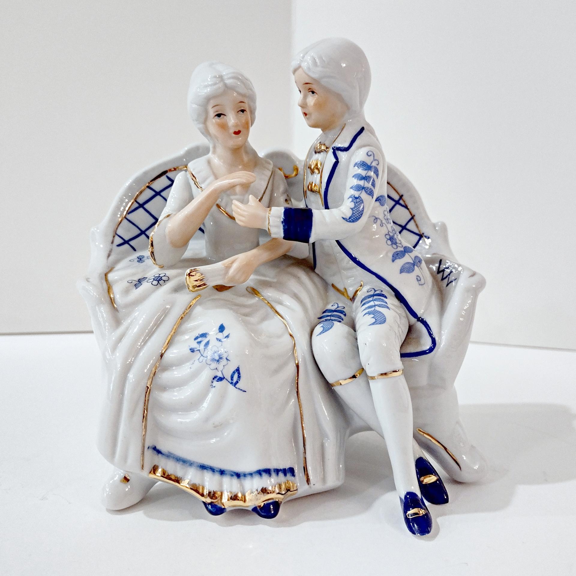 Vintage Victorian Courting Couple Porcelain Figurine, Wedding Anniversary Gift