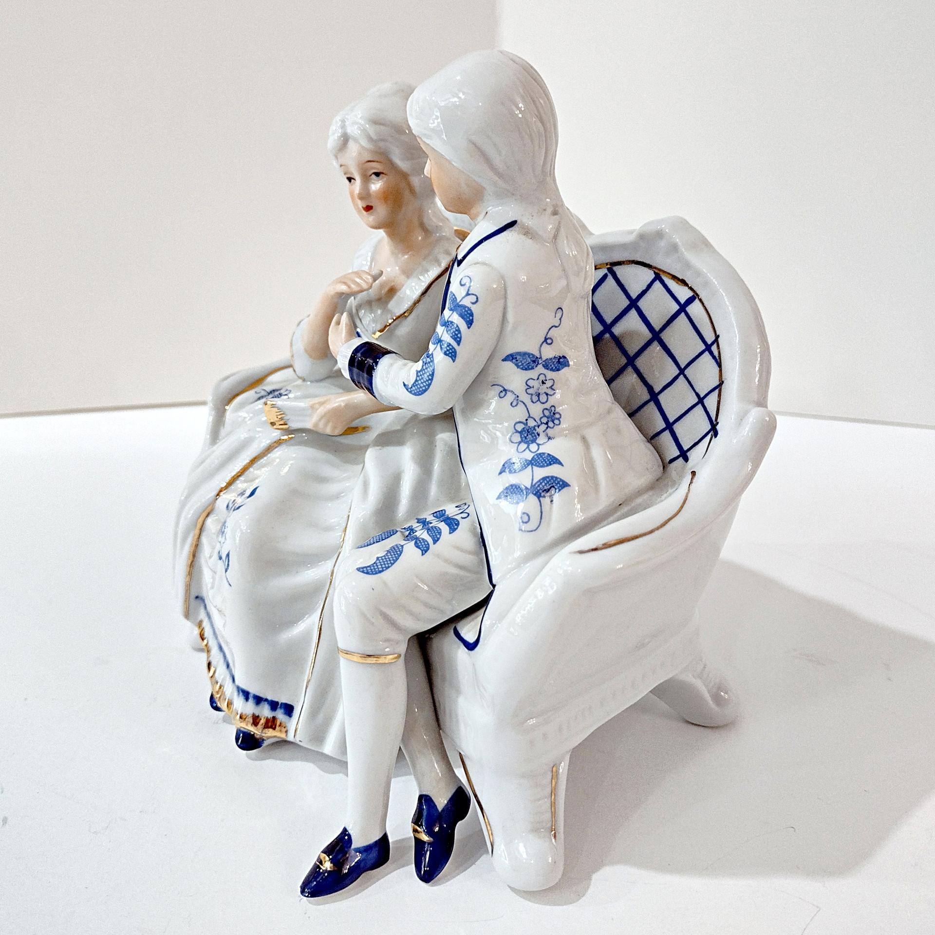Vintage Victorian Courting Couple Porcelain Figurine, Wedding Anniversary Gift