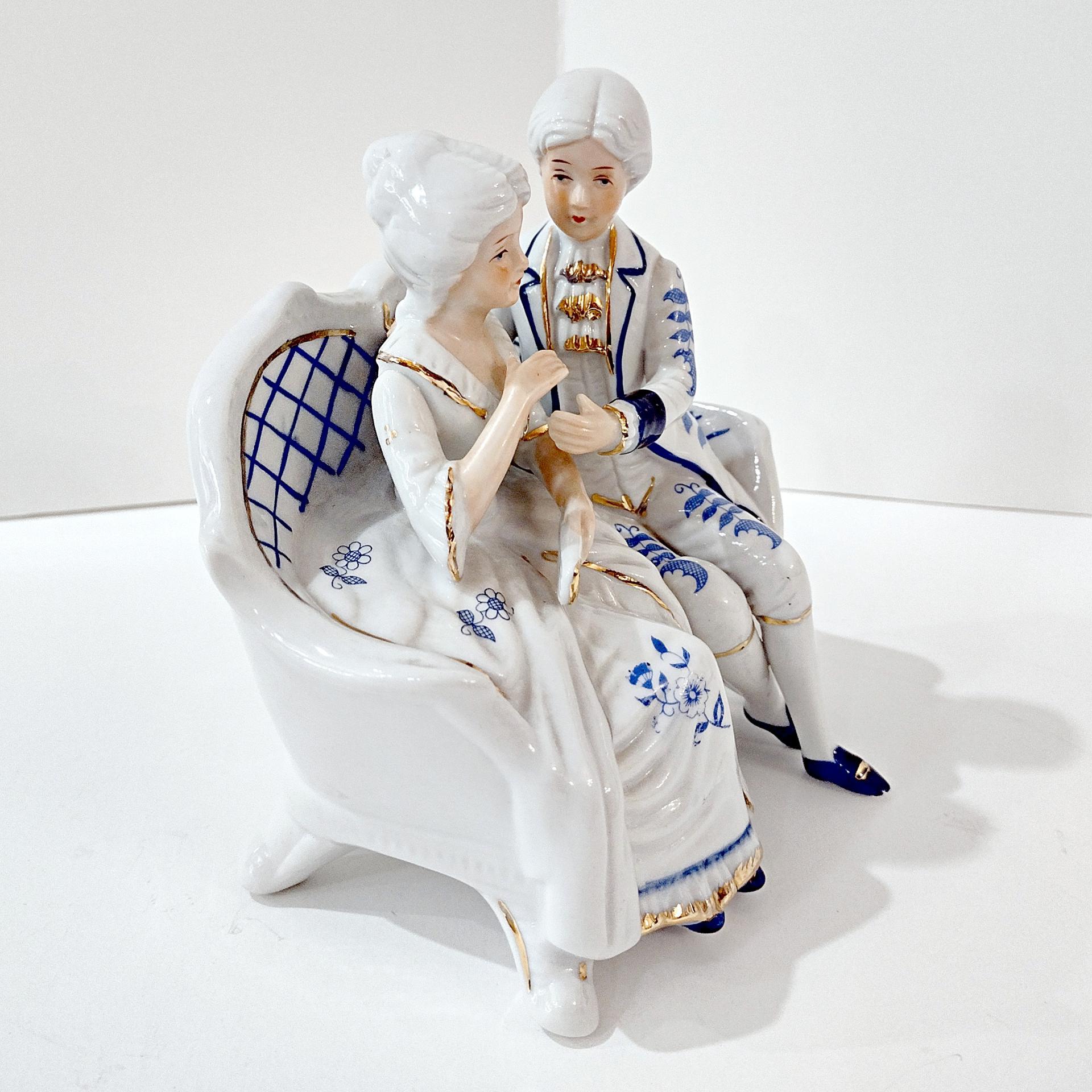 Vintage Victorian Courting Couple Porcelain Figurine, Wedding Anniversary Gift
