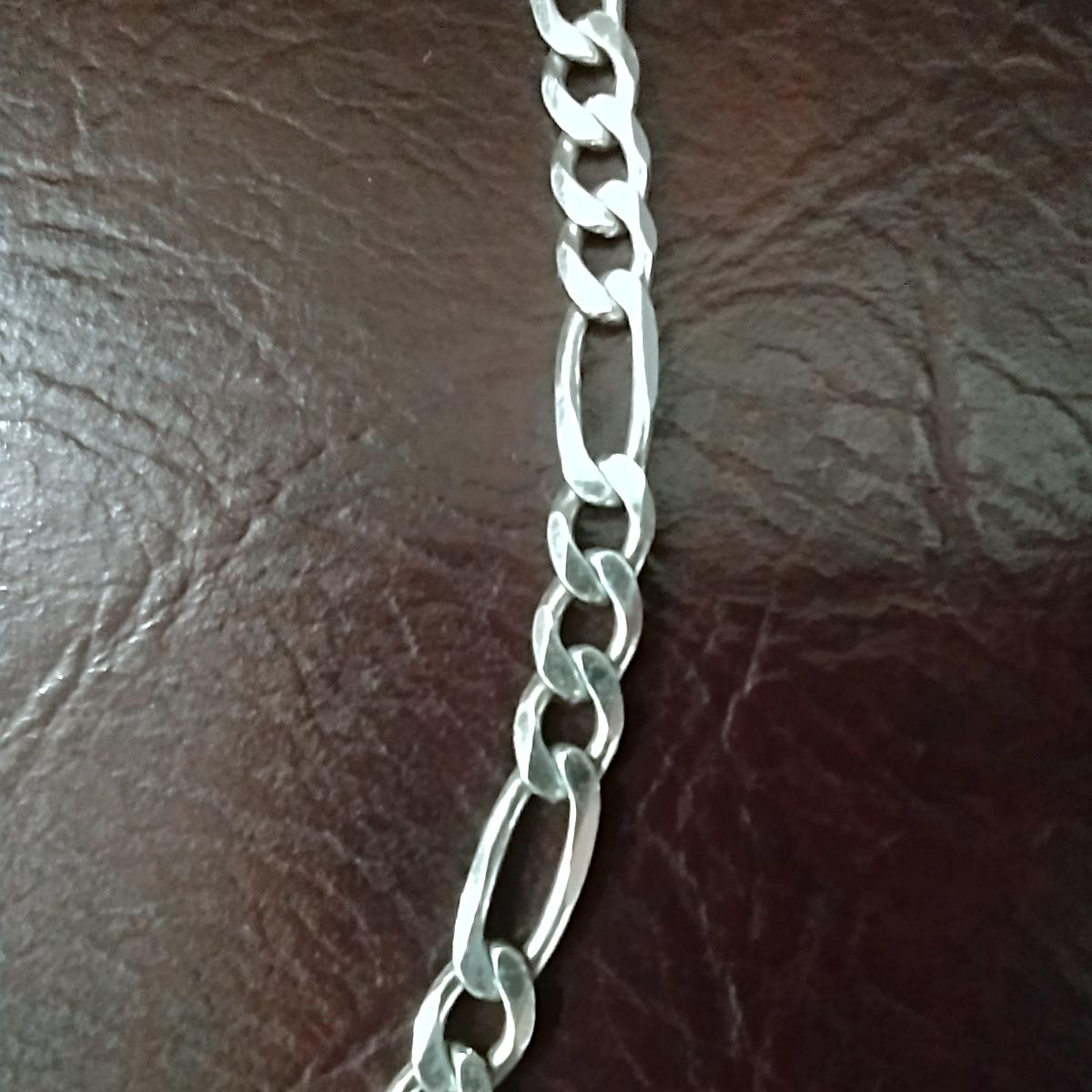 Vintage 925 Sterling Silver 18" Figaro 5mm Chain Necklace, Italian Silver Jewelry