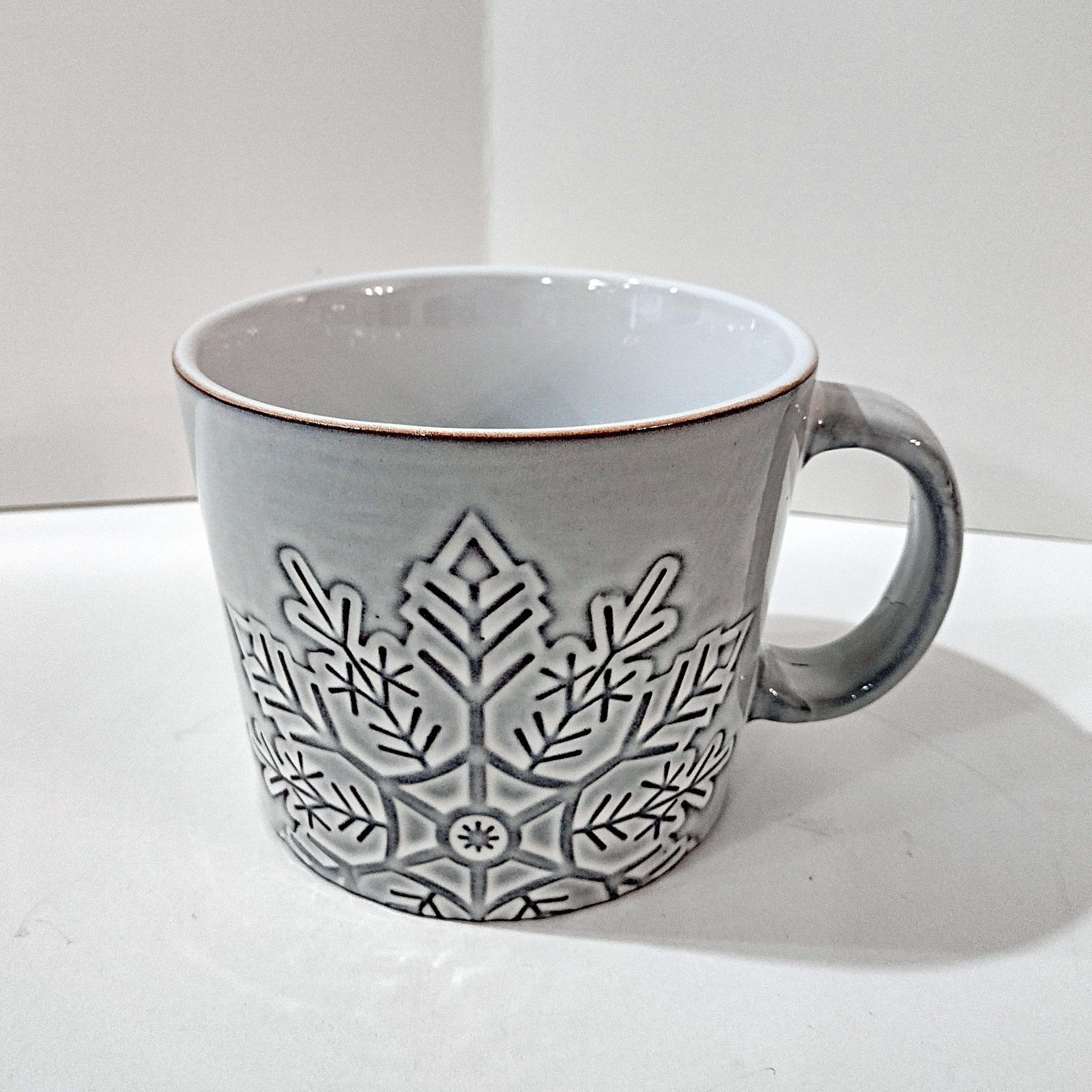 Vintage Gray Ceramic Snowflake Oversized Coffee Soup Mug