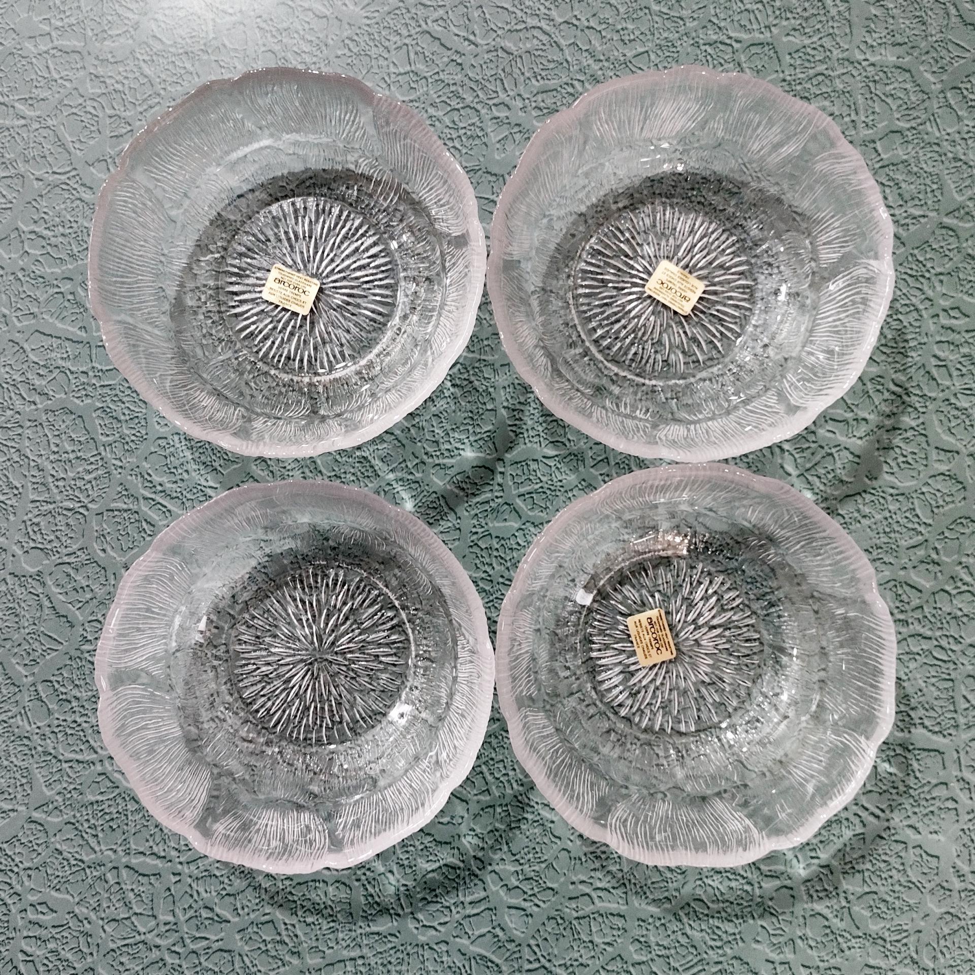 Vintage NEW Arcoroc Fleur Cupped Fruit Dessert Bowls, Set of 4
