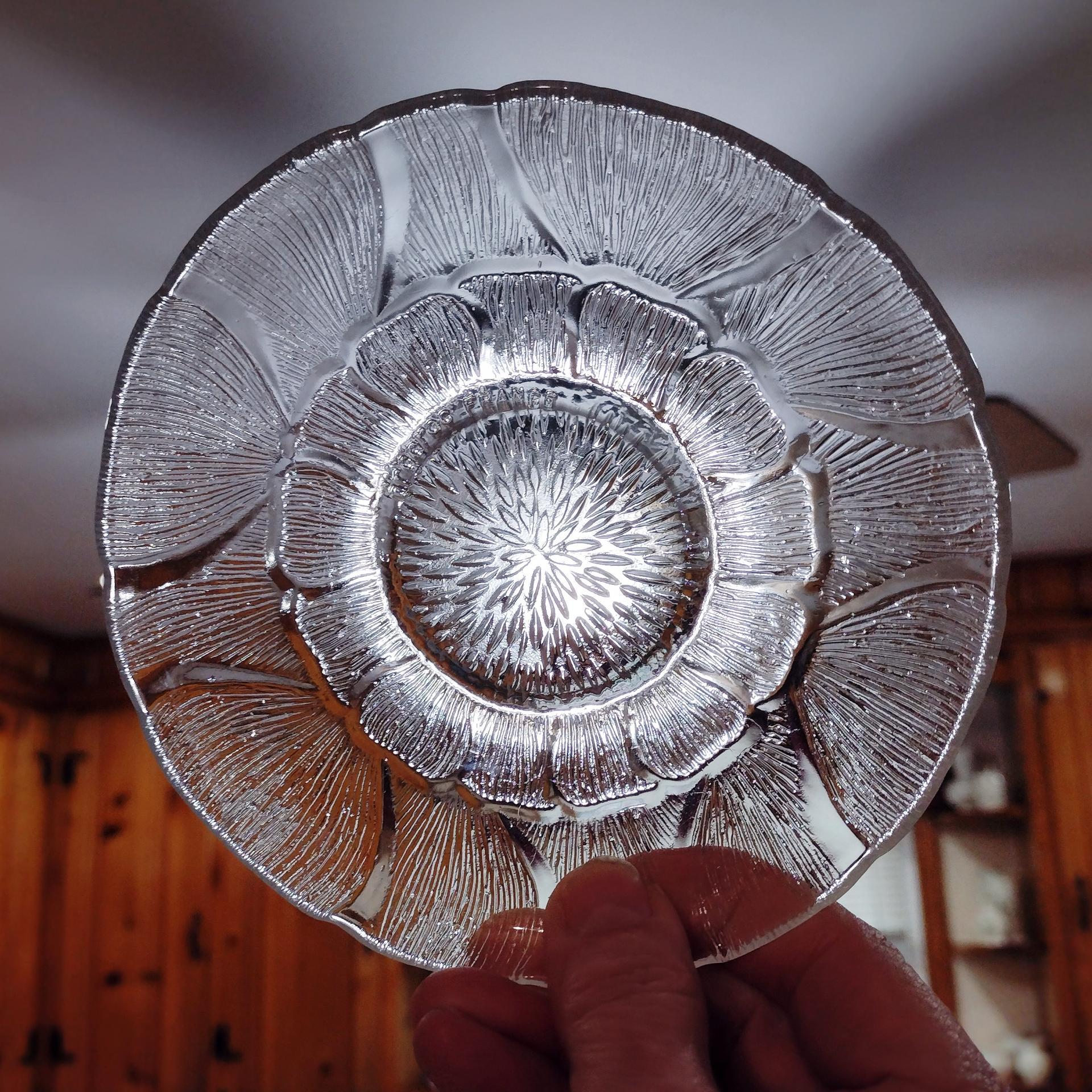 Vintage Arcoroc Fleur Saucers, Set of 4, Floral Tempered Glass