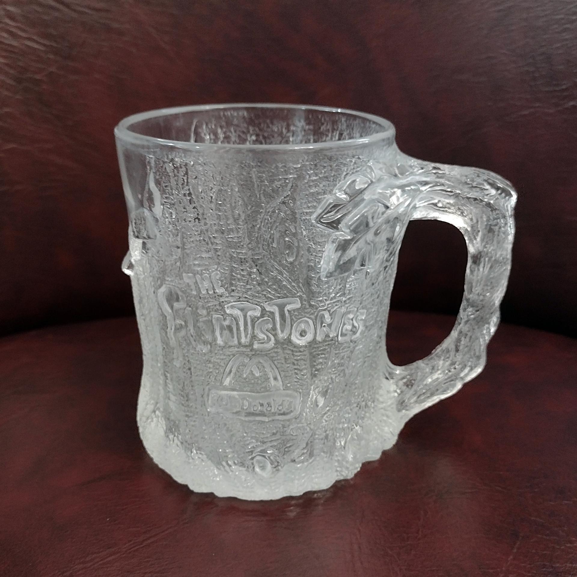 Vintage 1993 Flintstones Collectible McDonalds Clear Glass Mug