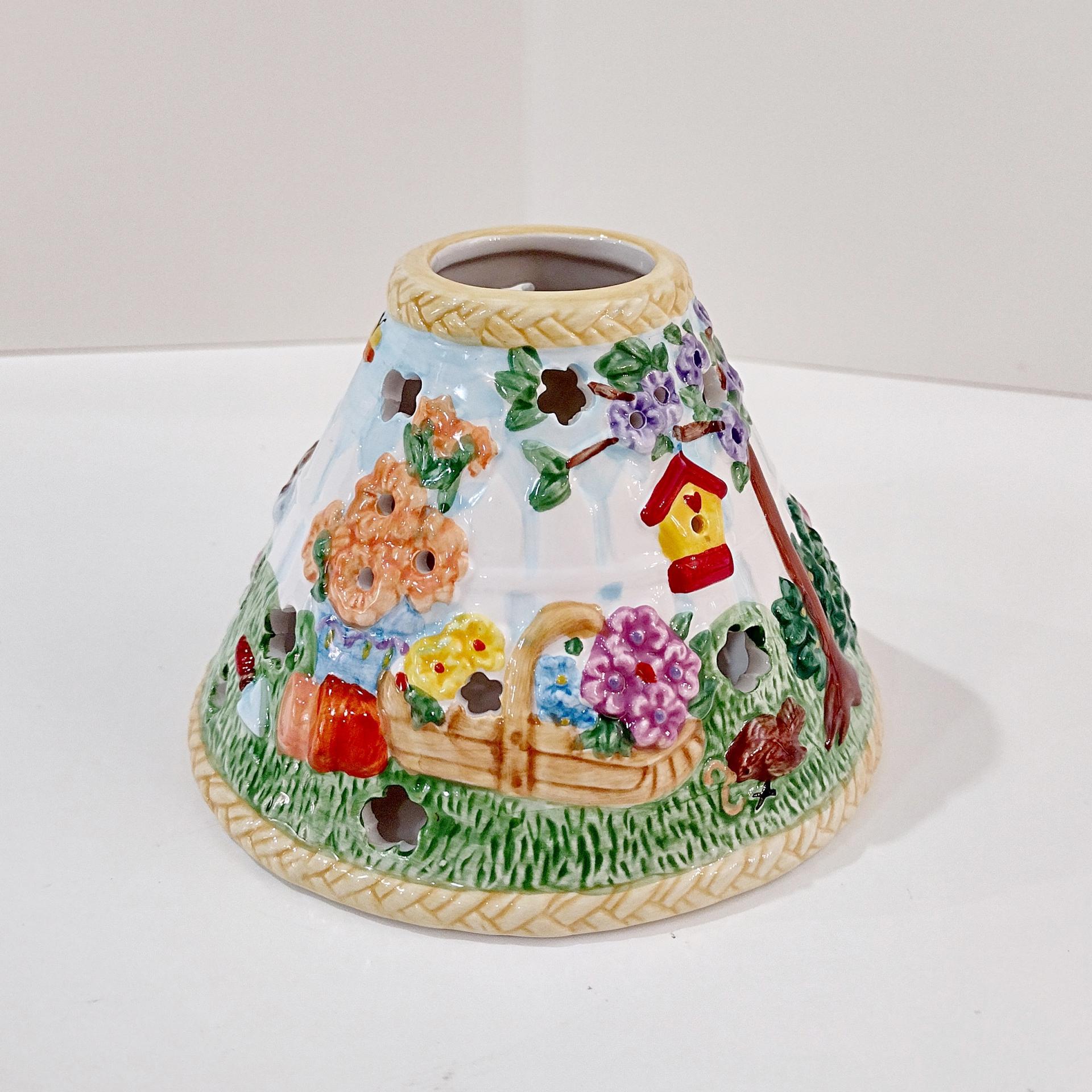 Vintage Avon Spring Floral Flowers Ceramic Candle Topper Mini Shade