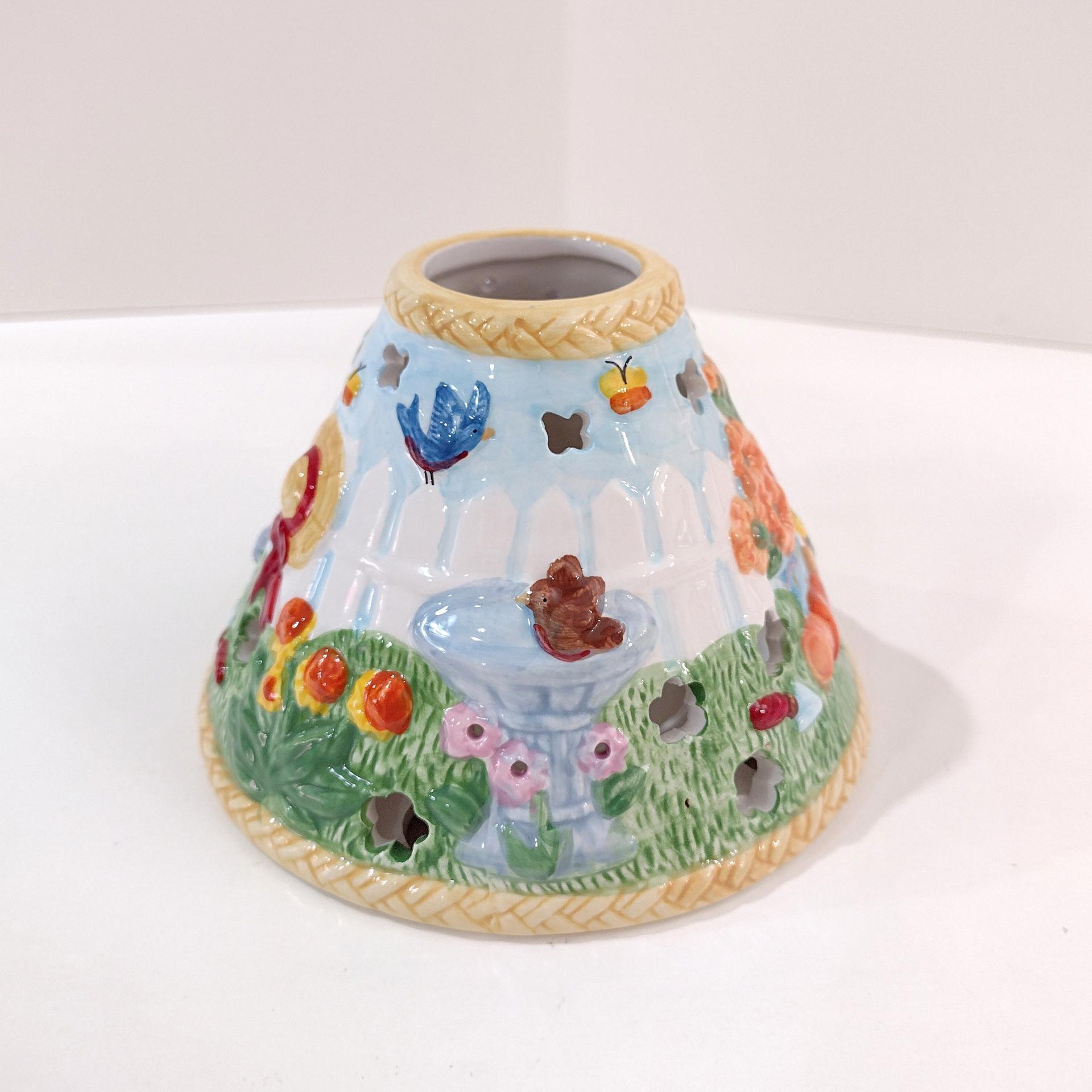 Vintage Avon Spring Floral Flowers Ceramic Candle Topper Mini Shade