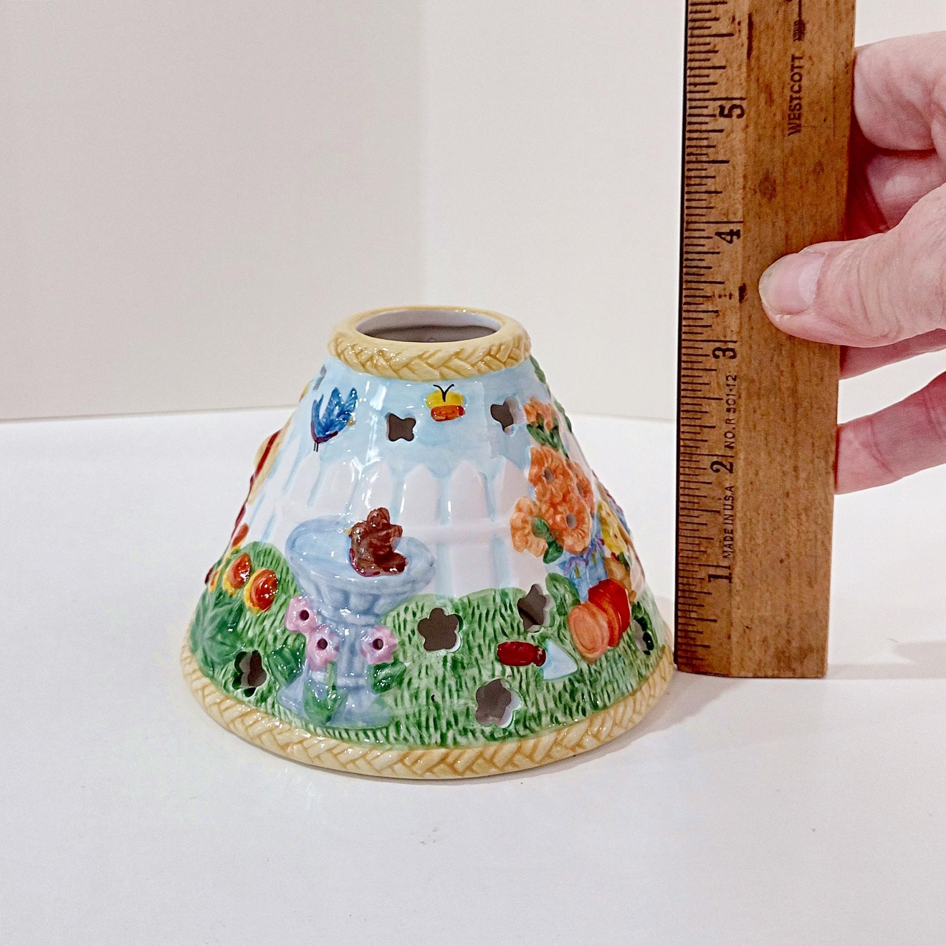 Vintage Avon Spring Floral Flowers Ceramic Candle Topper Mini Shade