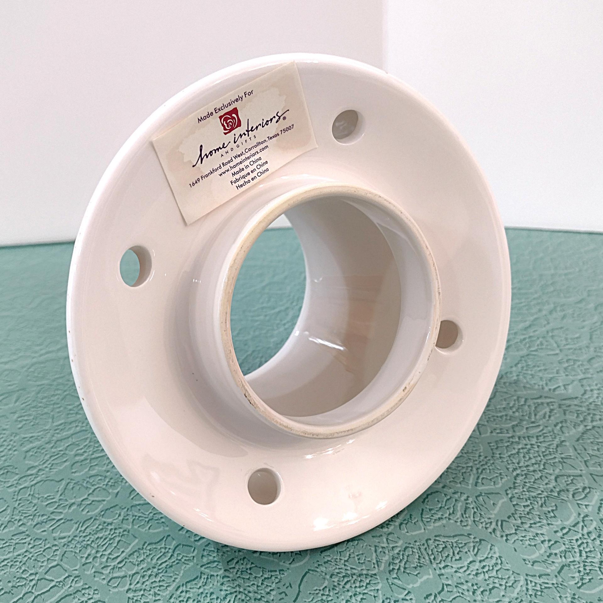 Vintage Home Interiors Heart Flag Ceramic Candle Shade Jar Topper, Americana Patriotic Decor