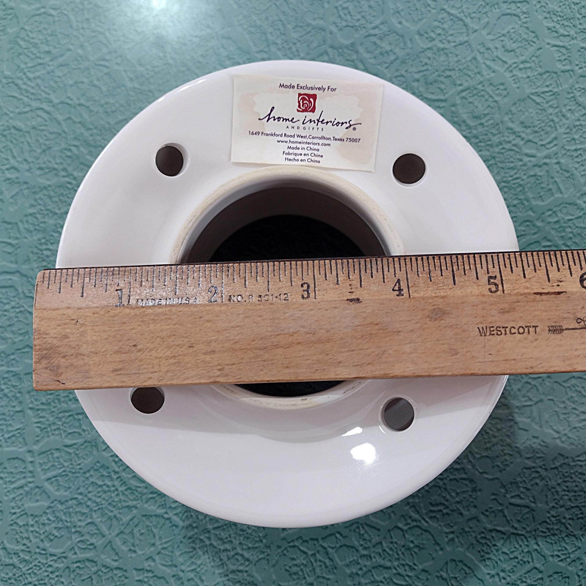 Vintage Home Interiors Heart Flag Ceramic Candle Shade Jar Topper, Americana Patriotic Decor