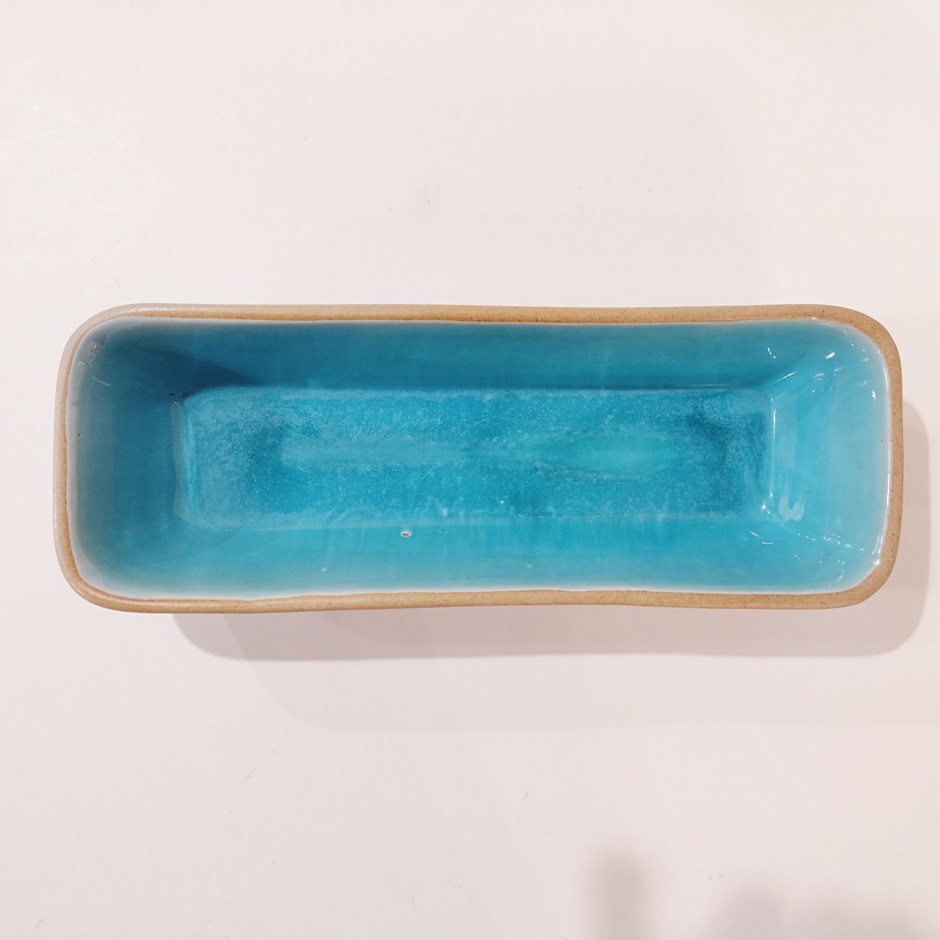 Vintage Pigeon Forge Pottery Ceramic Serving Dish, Blue and Tan Ceramic Planter