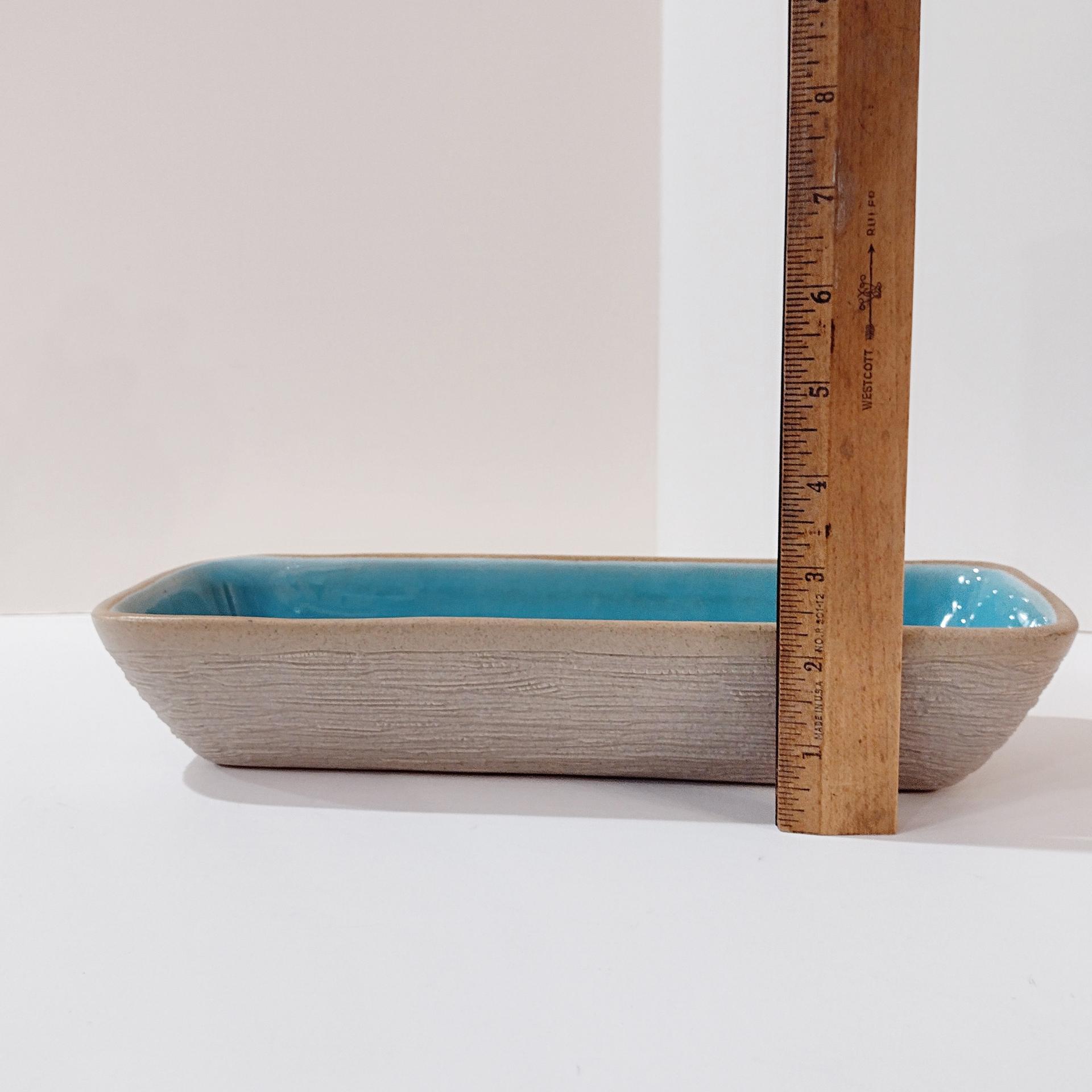Vintage Pigeon Forge Pottery Ceramic Serving Dish, Blue and Tan Ceramic Planter