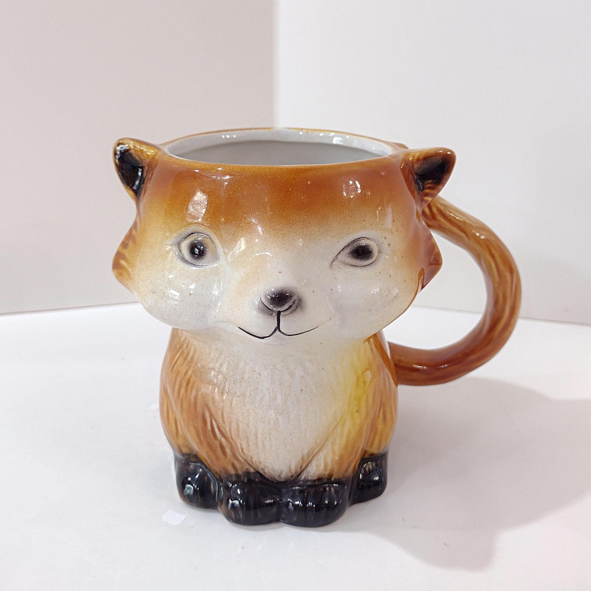 Vintage Fox Ceramic Coffee Tea Mug, Fox Figurative Mug