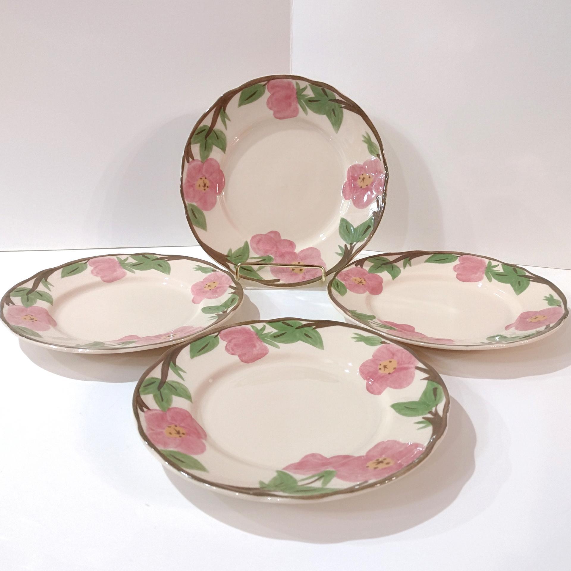 Vintage Franciscan Desert Rose Salad Dessert Plates, Set of Four