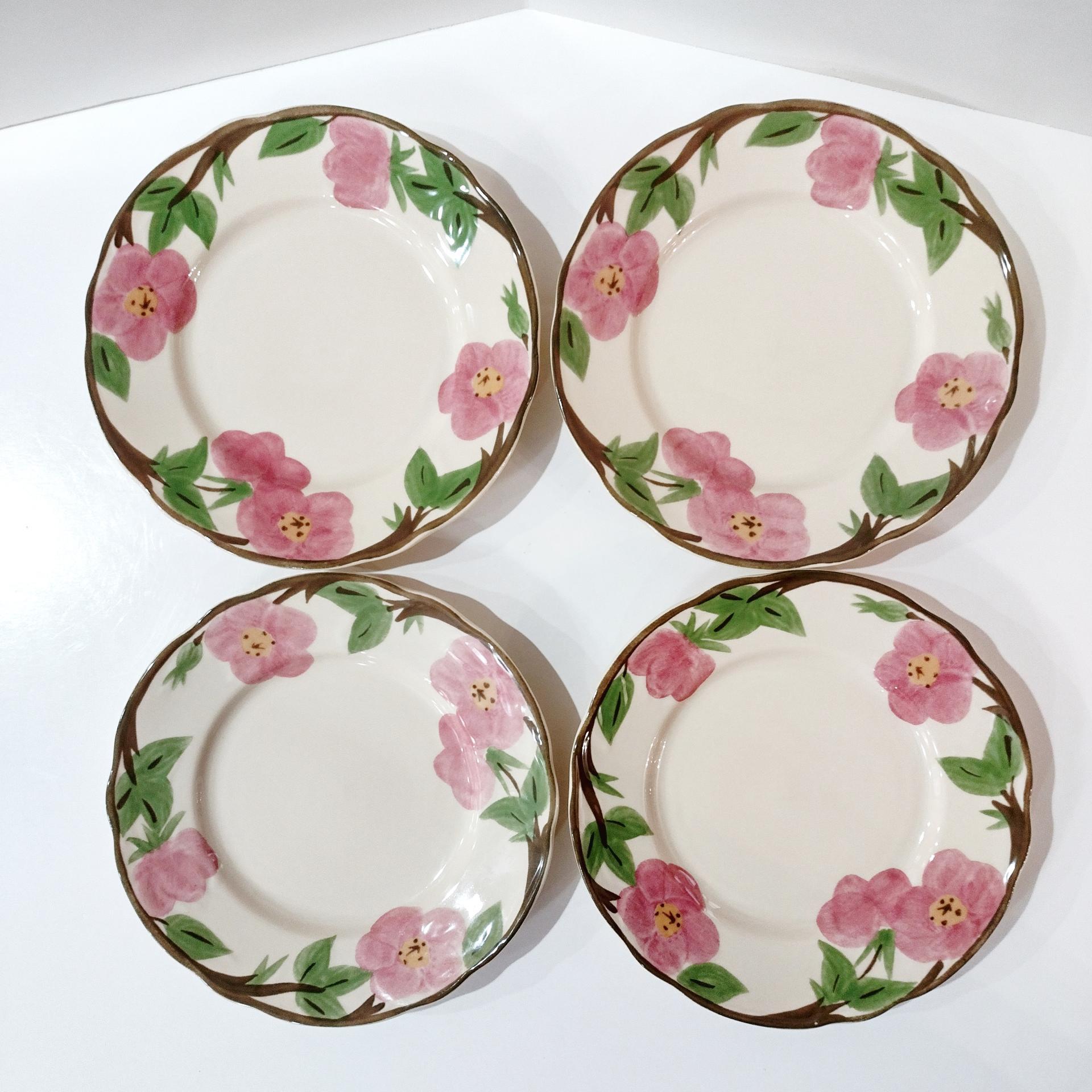 Vintage Franciscan Desert Rose Salad Dessert Plates, Set of Four