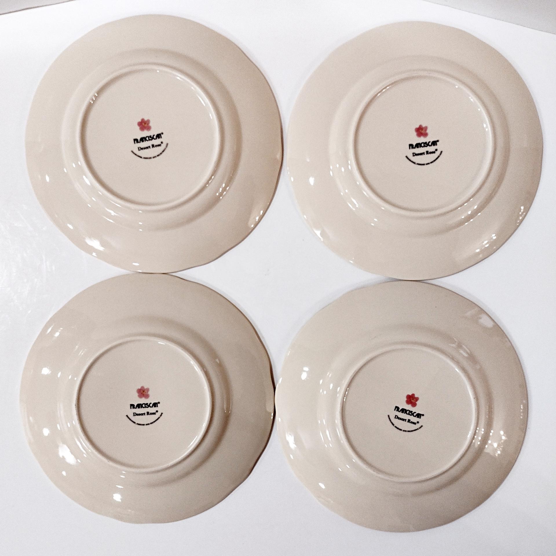 Vintage Franciscan Desert Rose Salad Dessert Plates, Set of Four